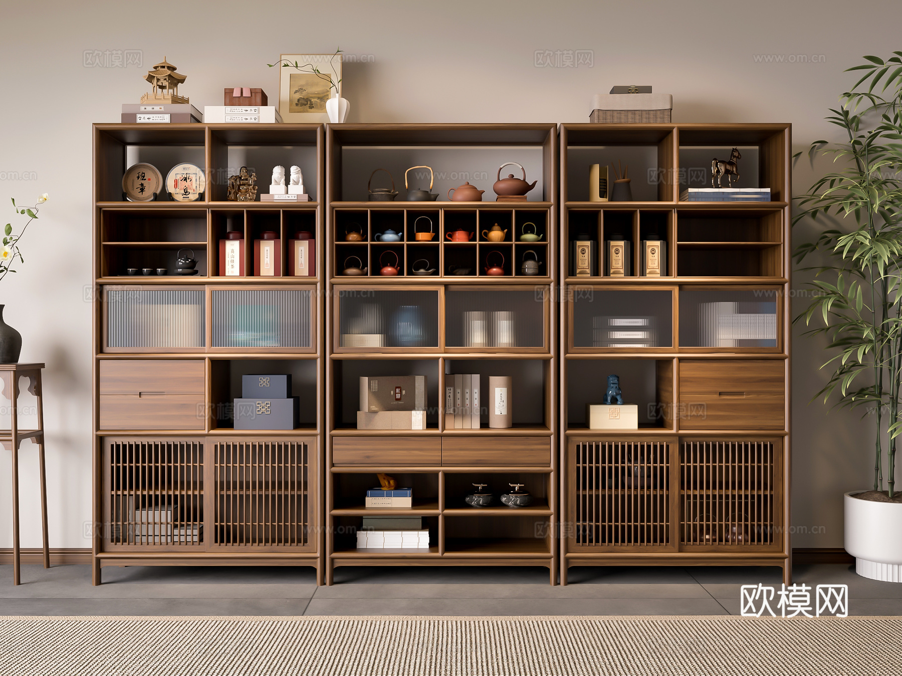 新中式博古架su模型