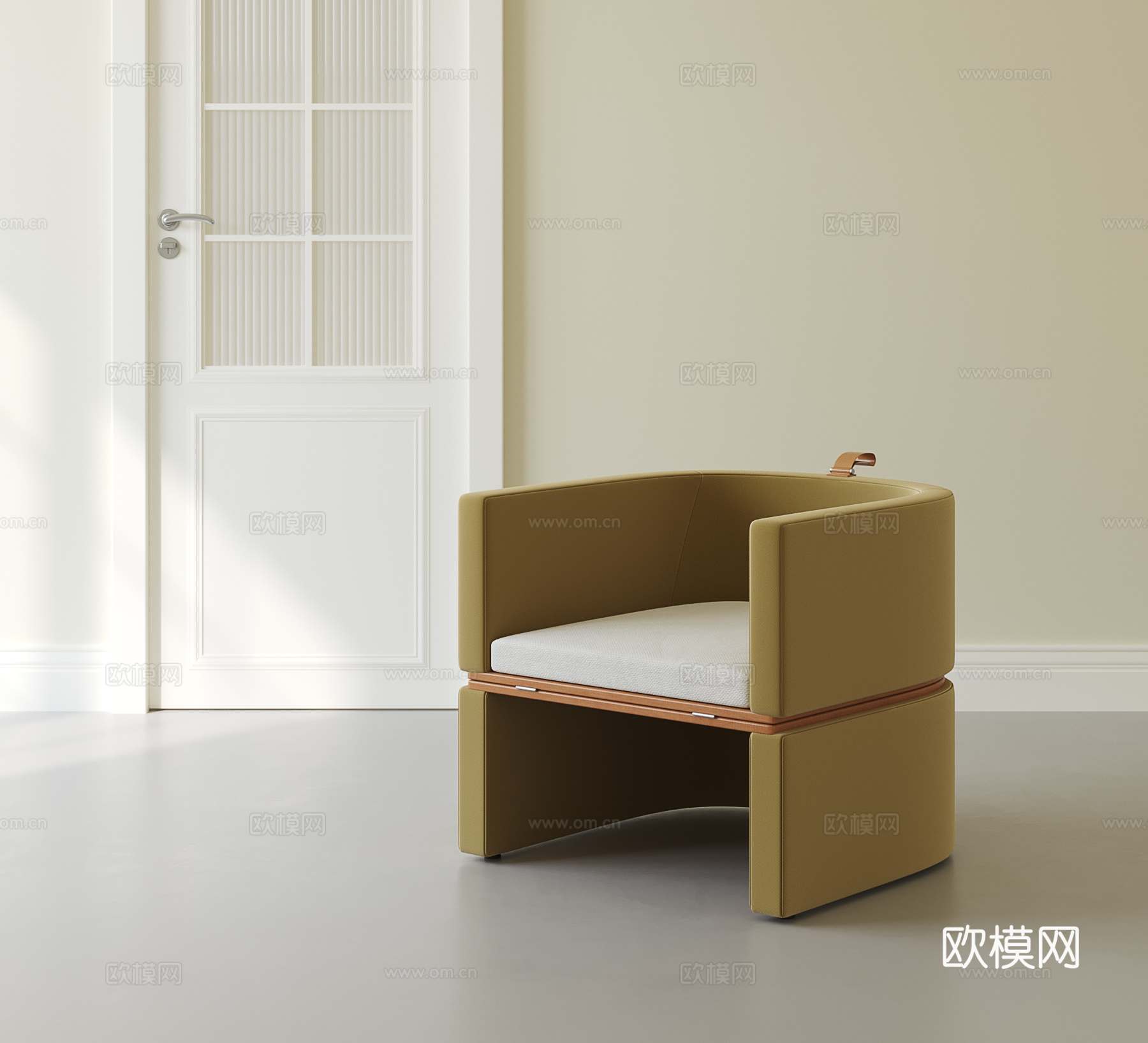 现代奶油休闲椅su模型