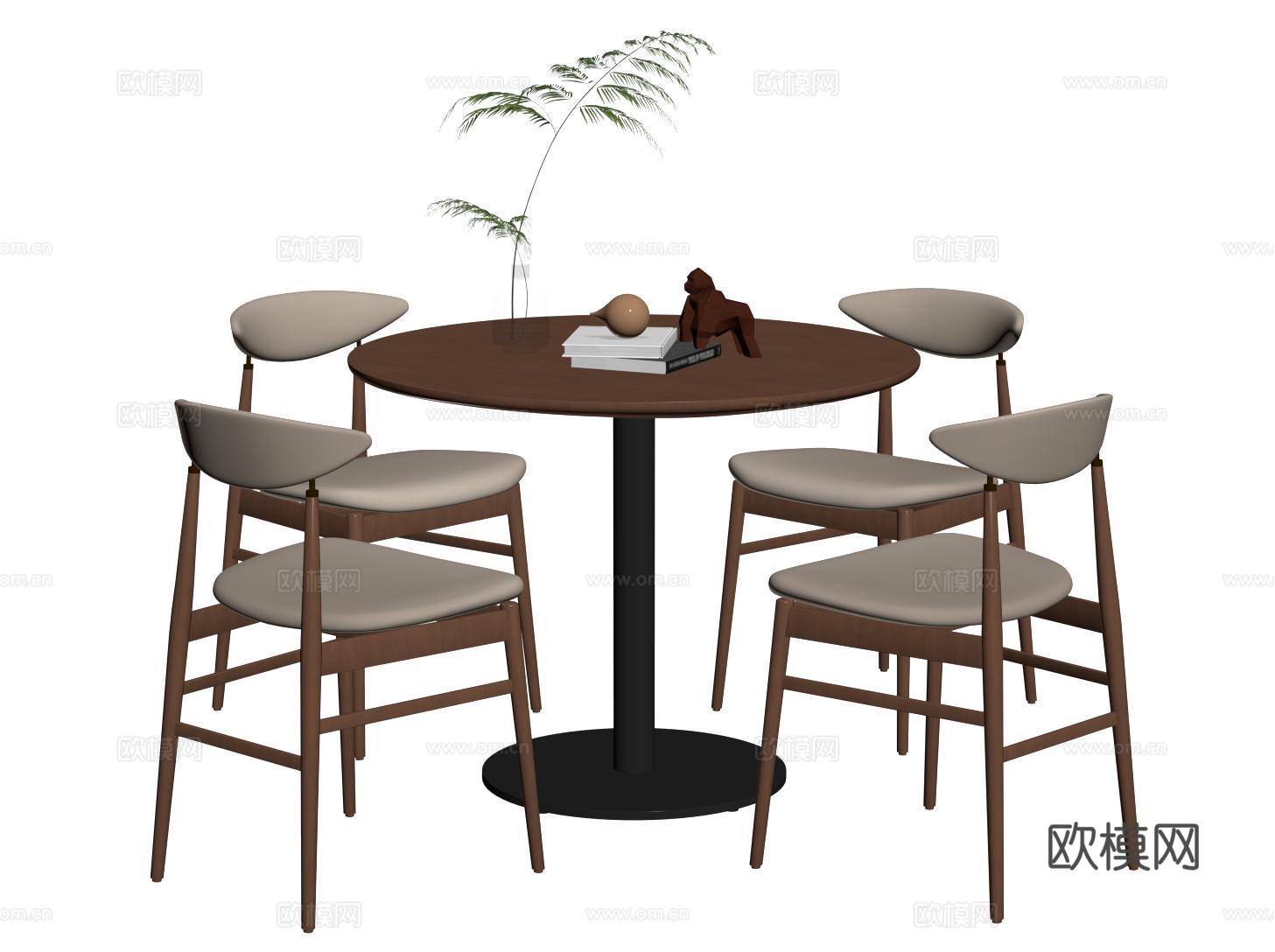 现代洽谈桌椅 休闲桌椅 圆形餐桌椅su模型