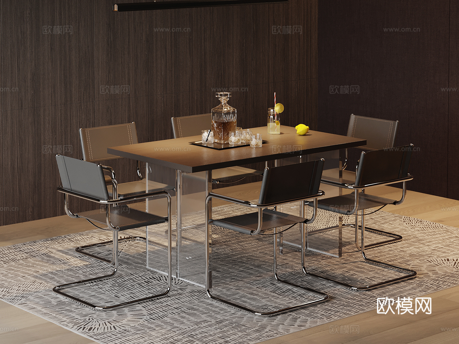 现代餐桌椅su模型