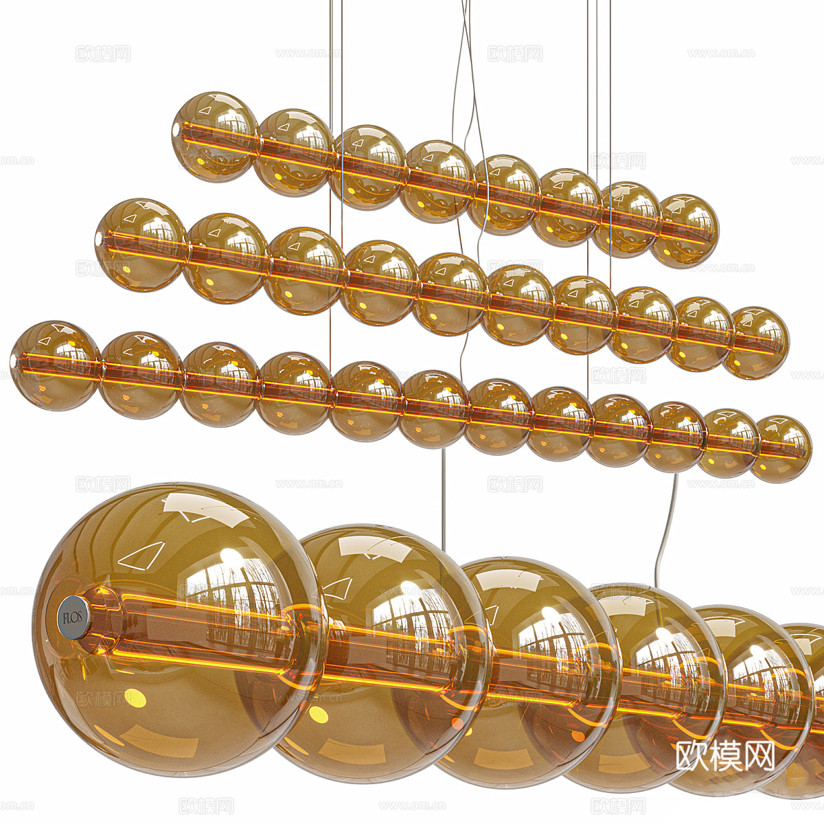 现代意式极简玻璃装饰吊灯3d模型