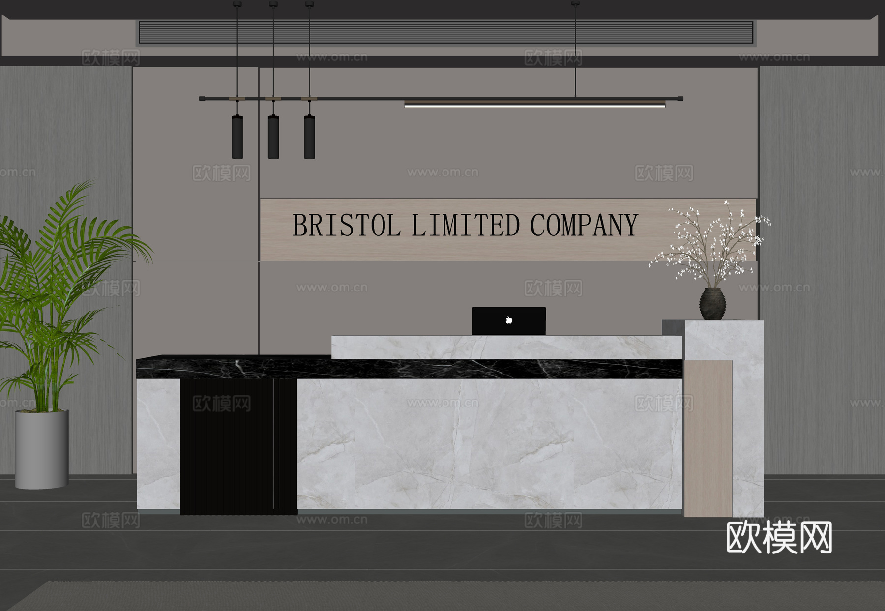 现代前台 接待台 办公前台su模型