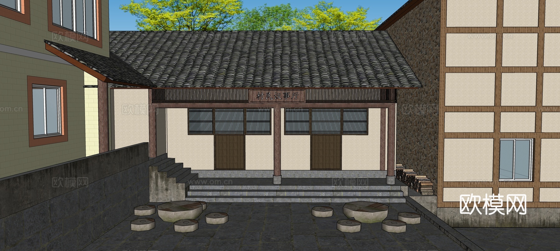 老房子门匾su模型