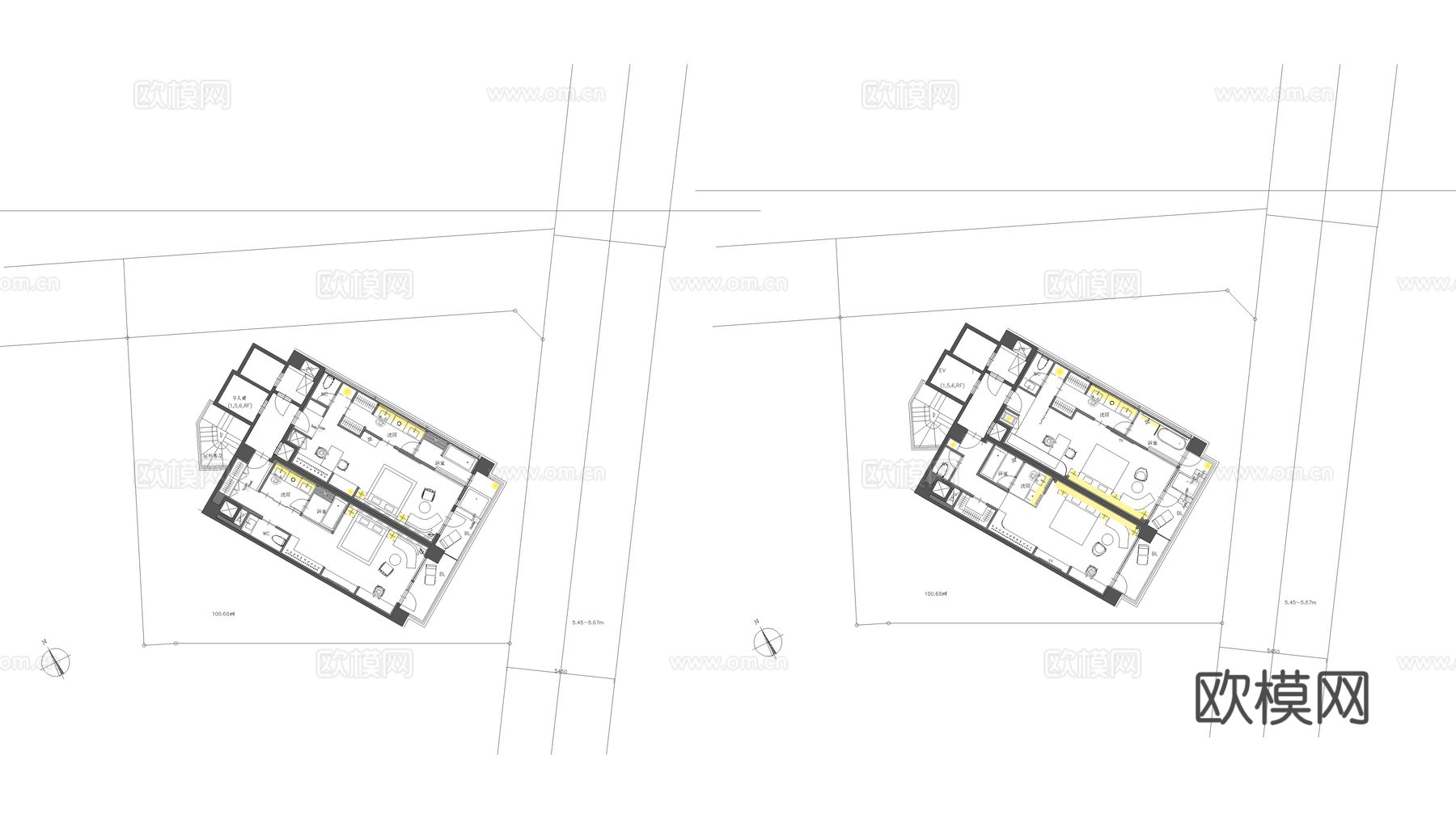 酒店客房cad施工图