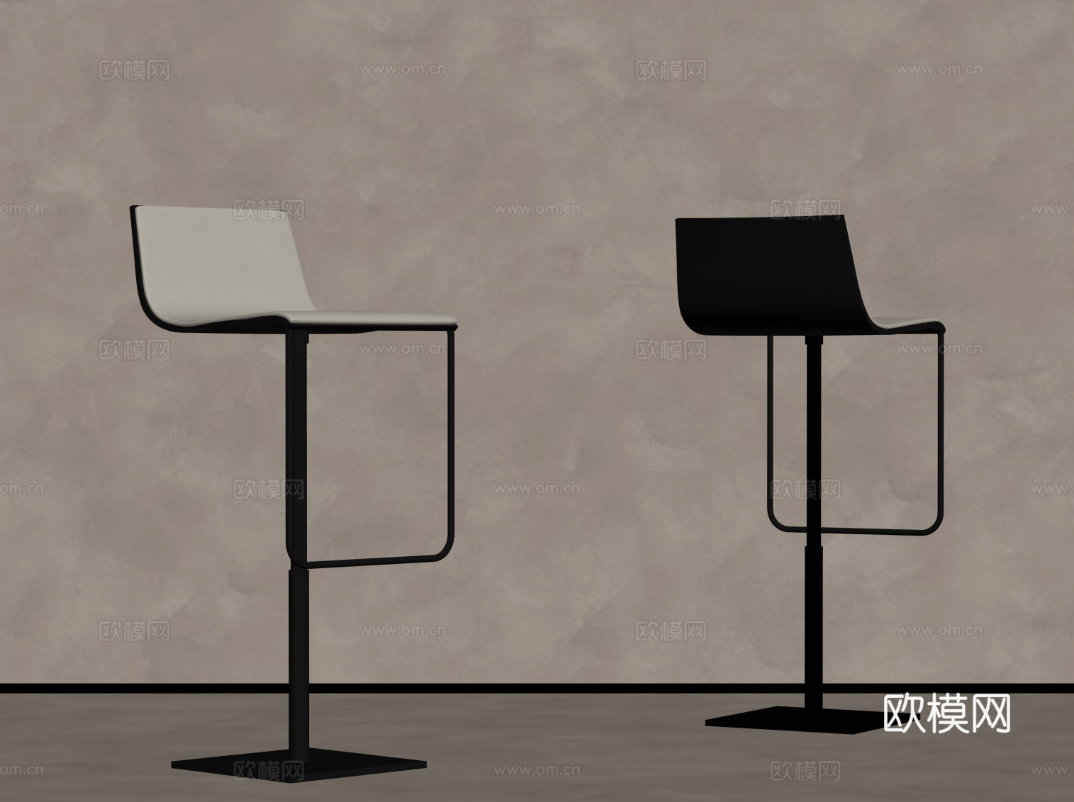 现代意式吧凳su模型