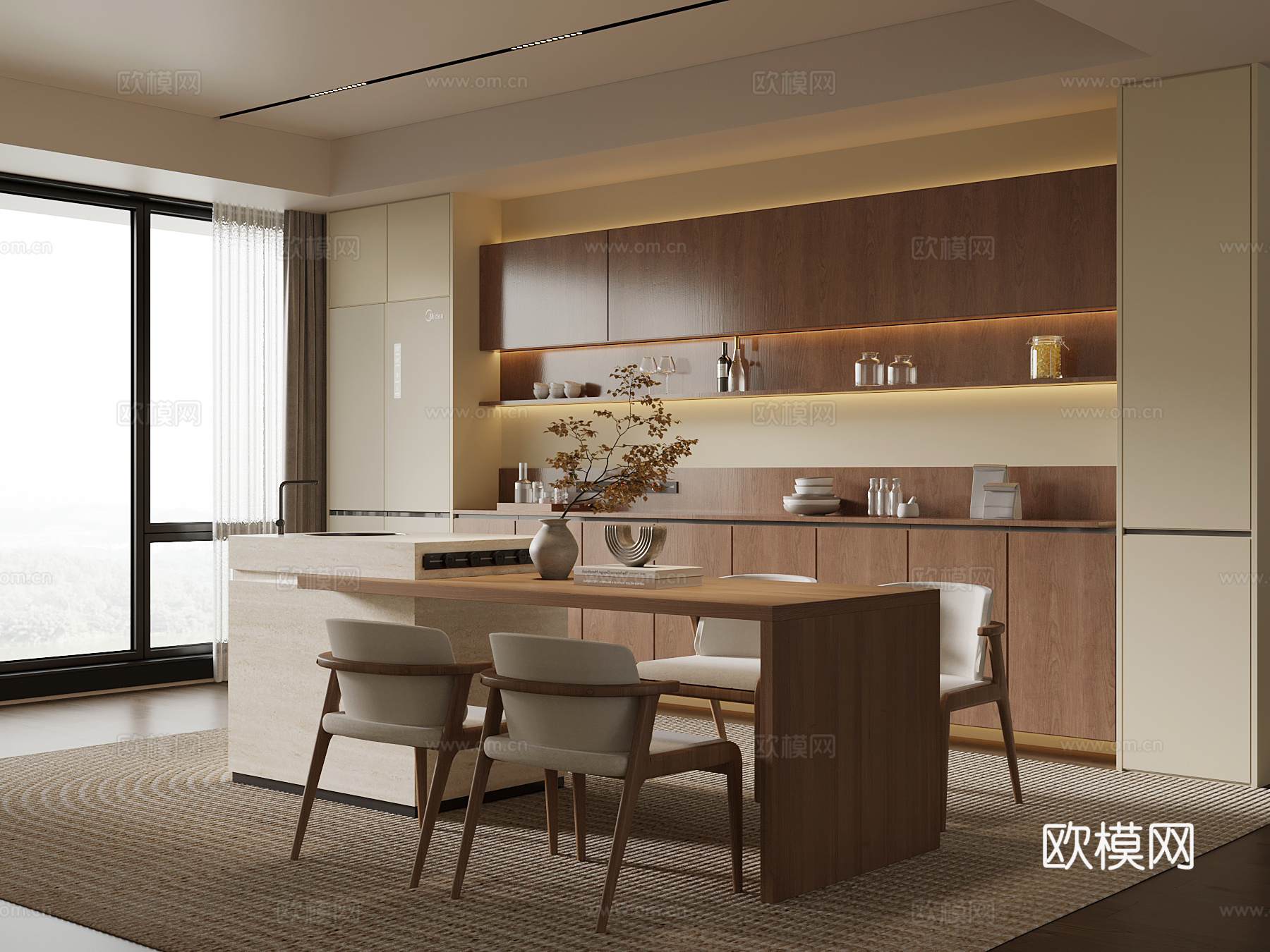 中古风餐厅su模型