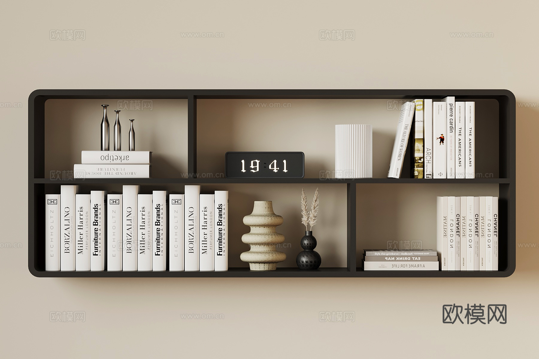现代意式书架 置物架su模型