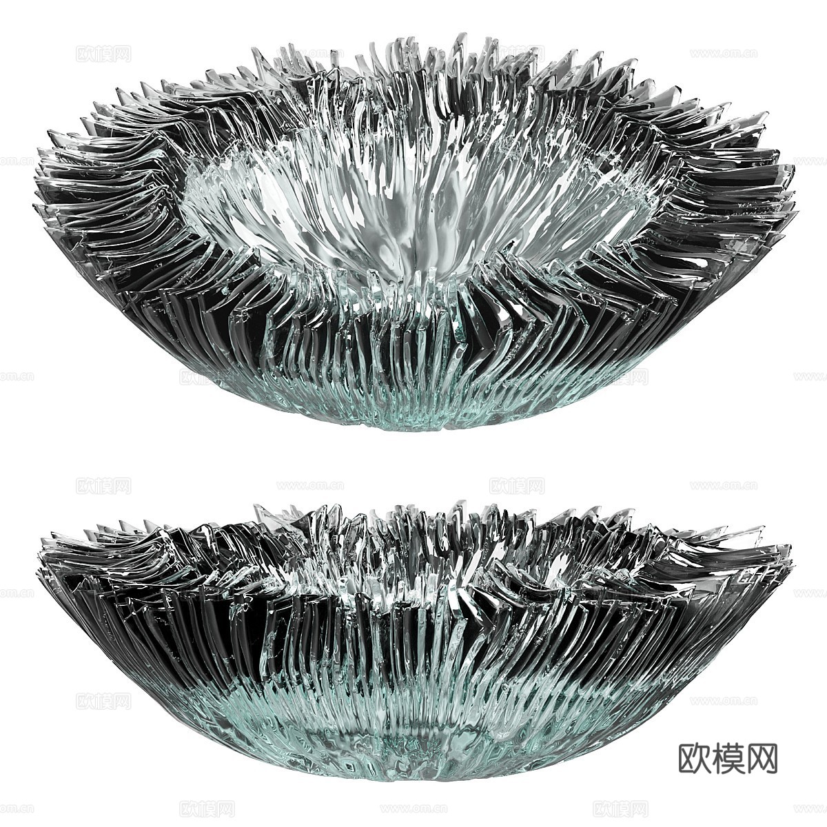 现代极简玻璃托盘3d模型下载（渲染图1）