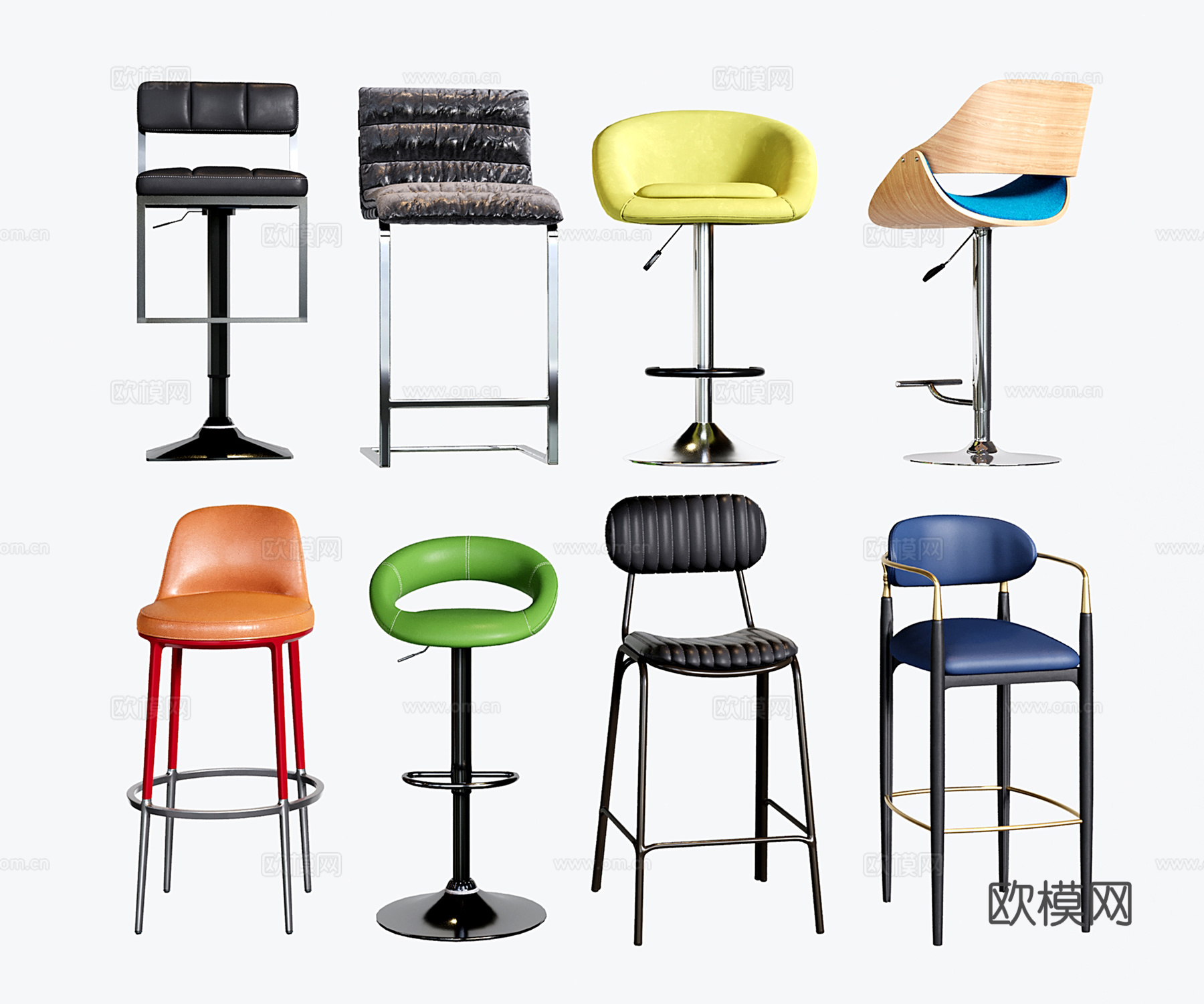 现代吧椅 吧凳 高脚凳 酒吧椅 吧台椅su模型