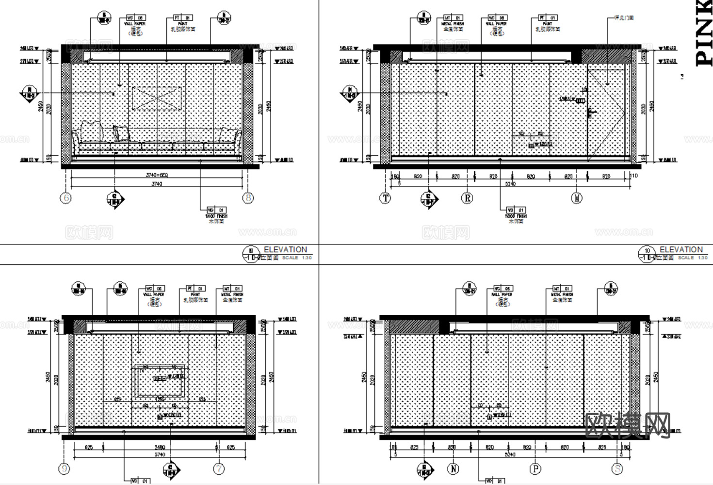 10套美式古典风格住宅样板间平层别墅CAD施工图附效果图cad施工图