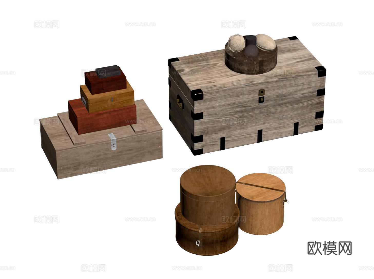 现代收纳盒 木箱 储物箱su模型