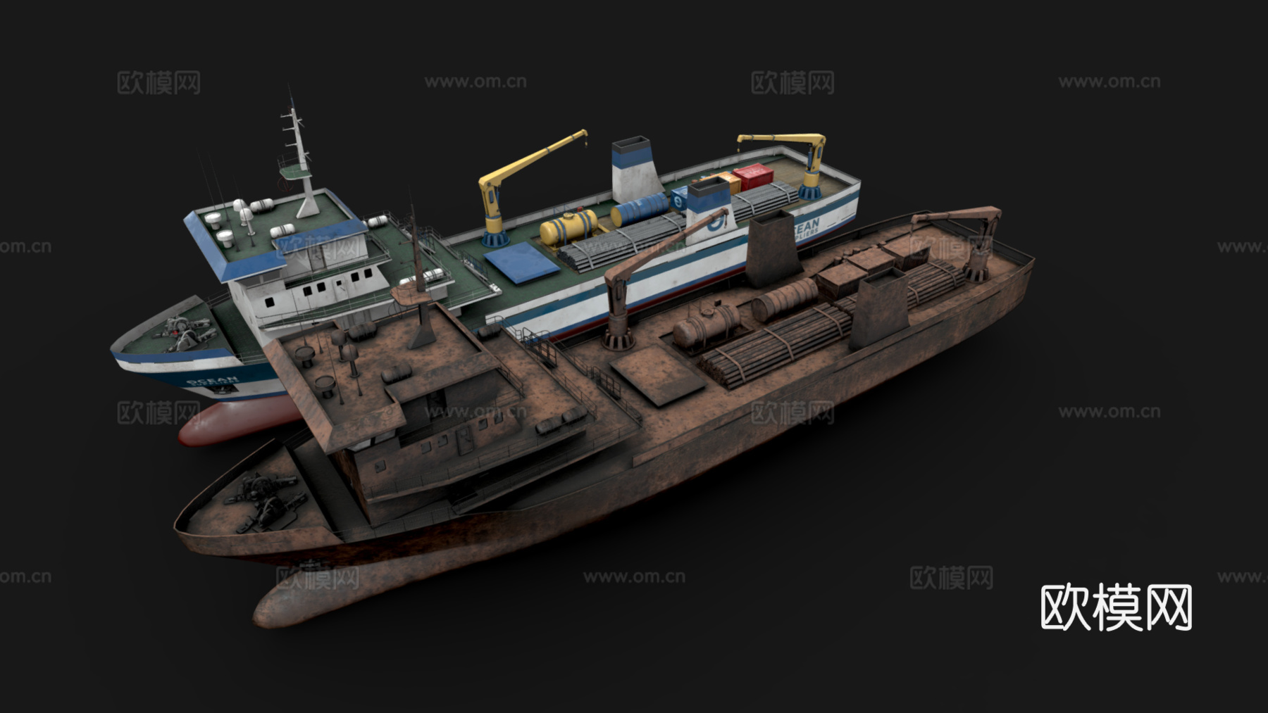 海上运输船 轮船 邮轮 远洋航海船 船舶 海外运输船 船艇3d模型下载（渲染图3）