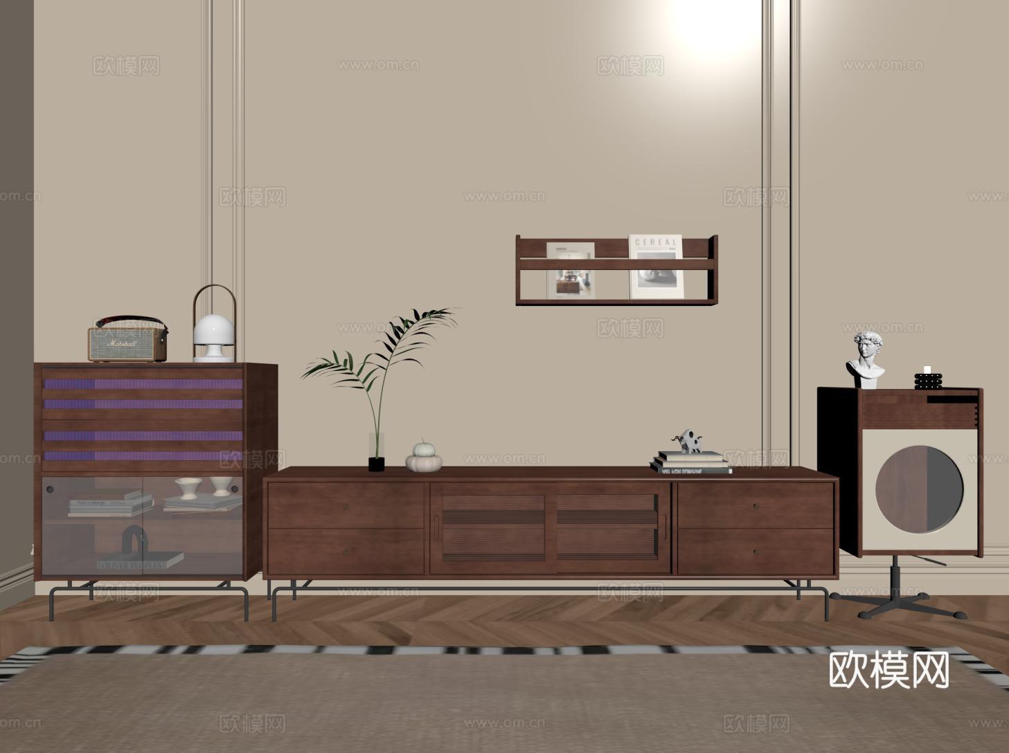 中古成品电视柜 边柜su模型