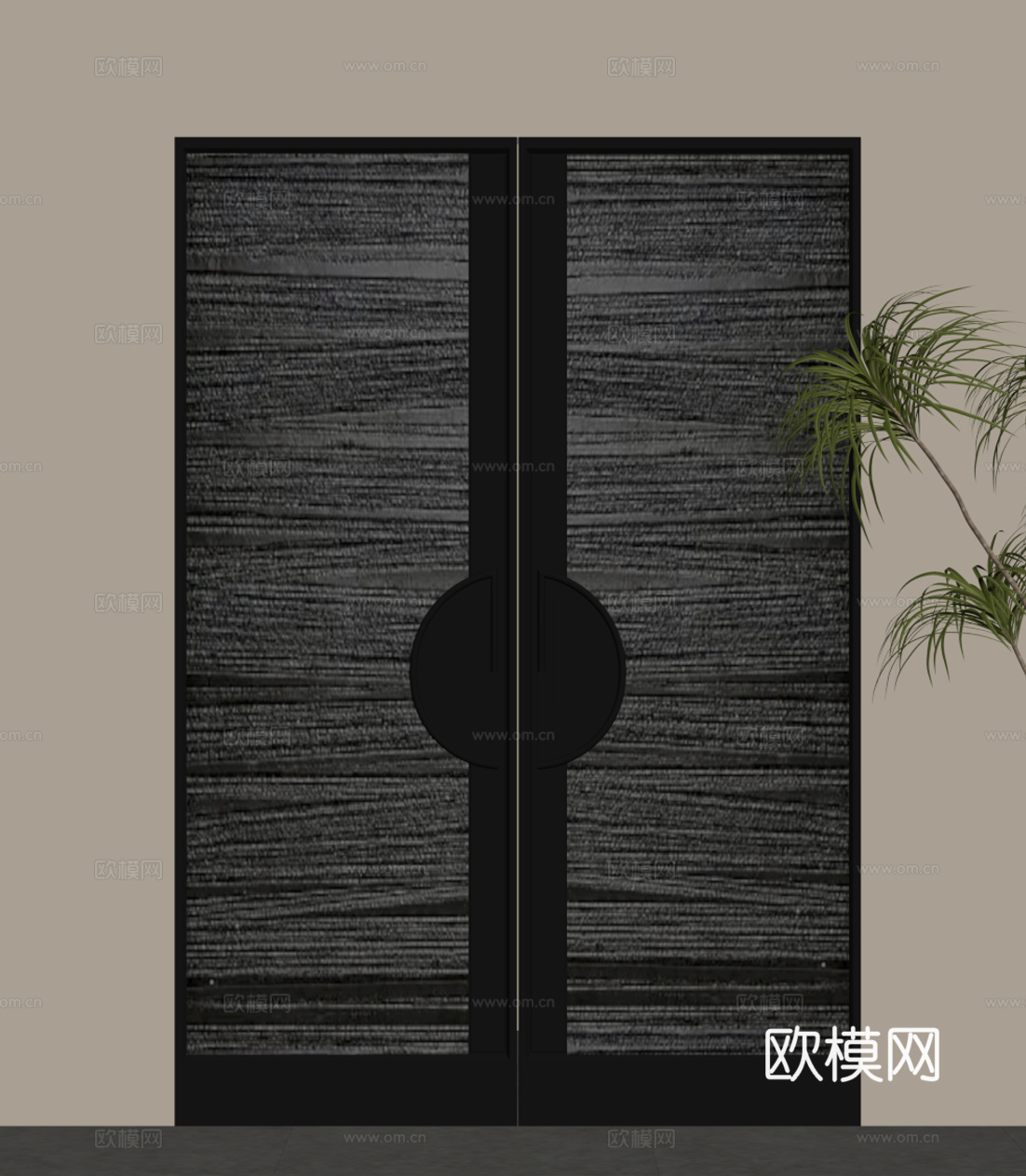 现代意式双开门su模型