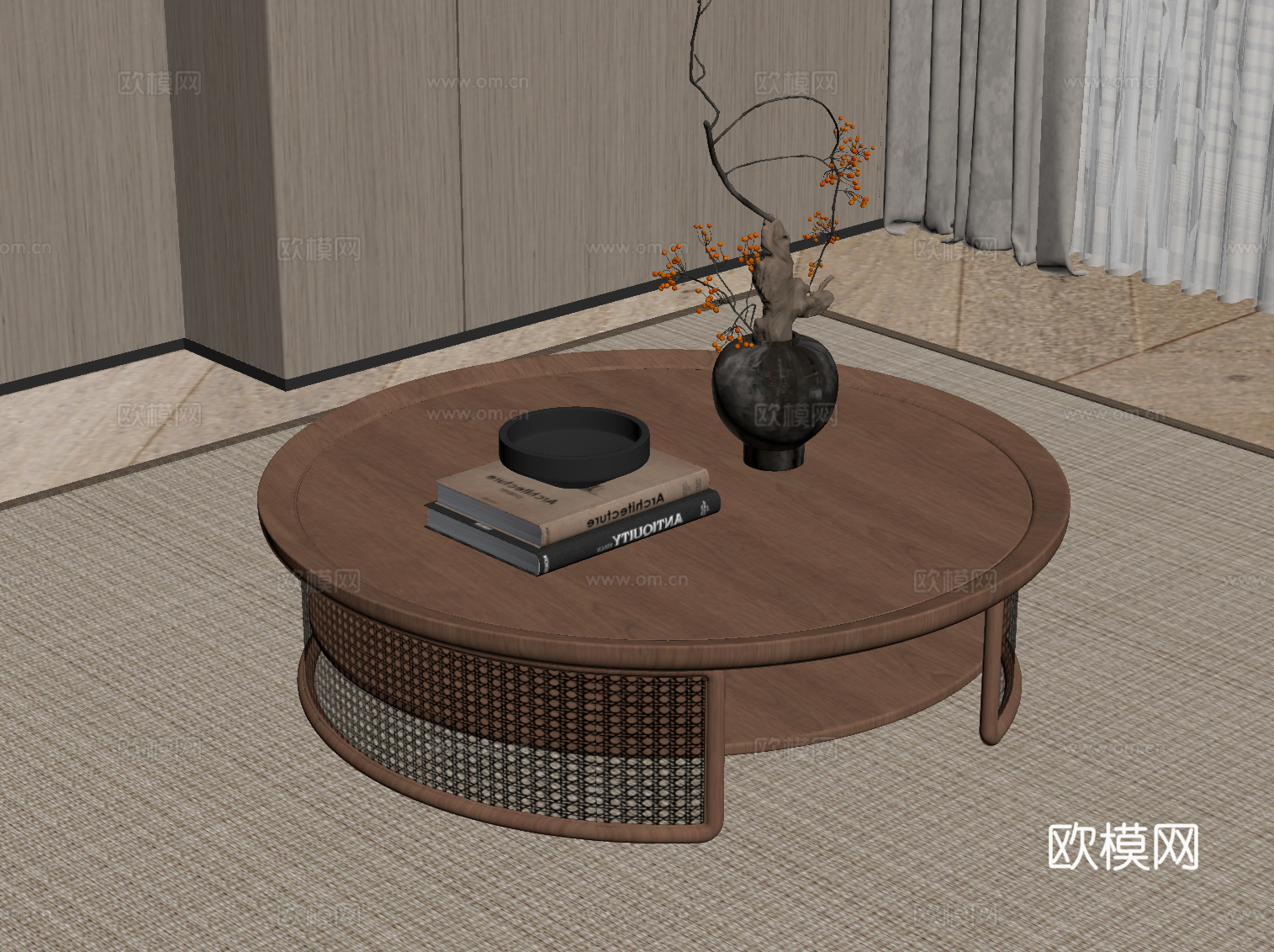 中古风茶几su模型
