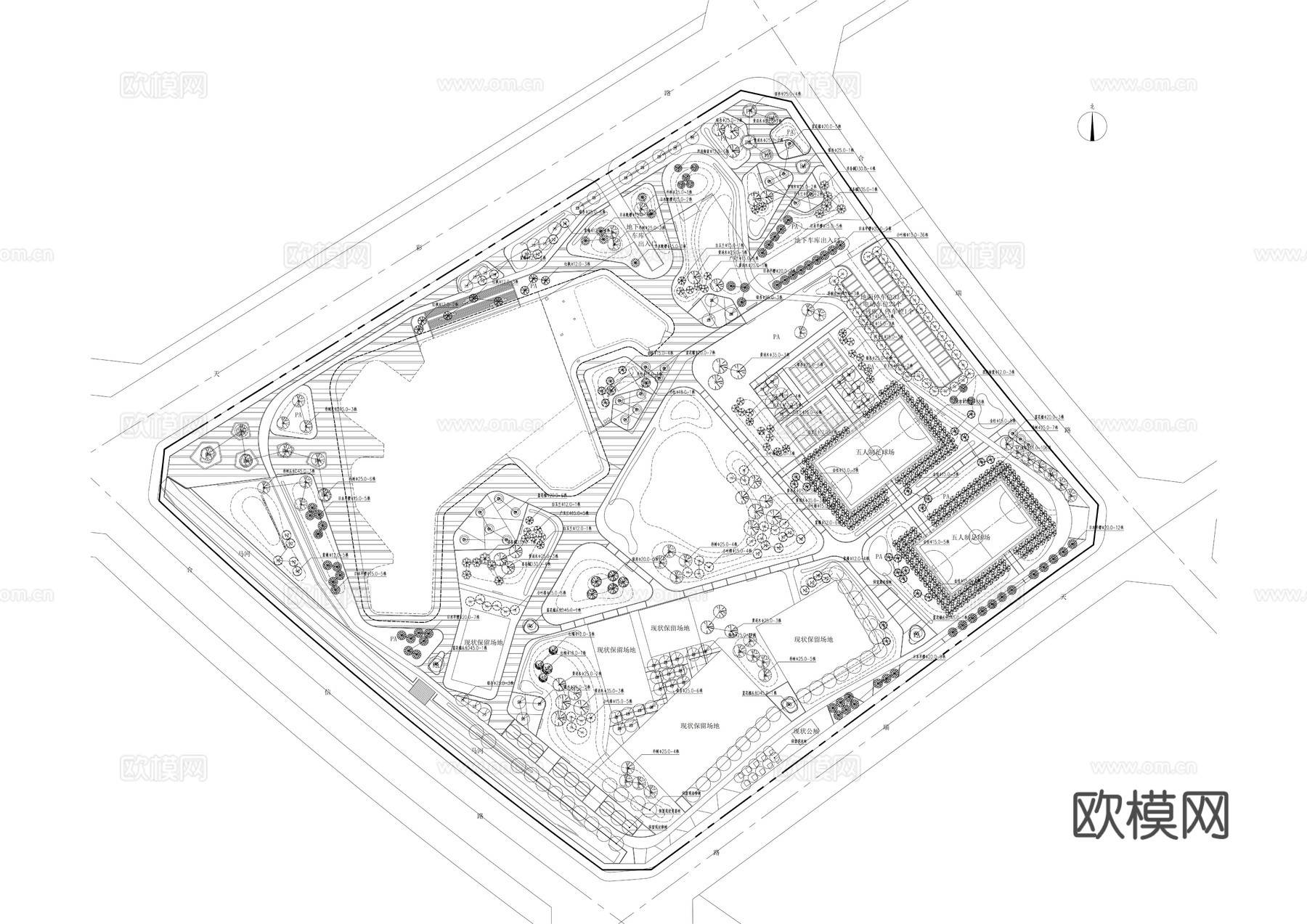 现代运动公园全套施工图cad施工图cad施工图