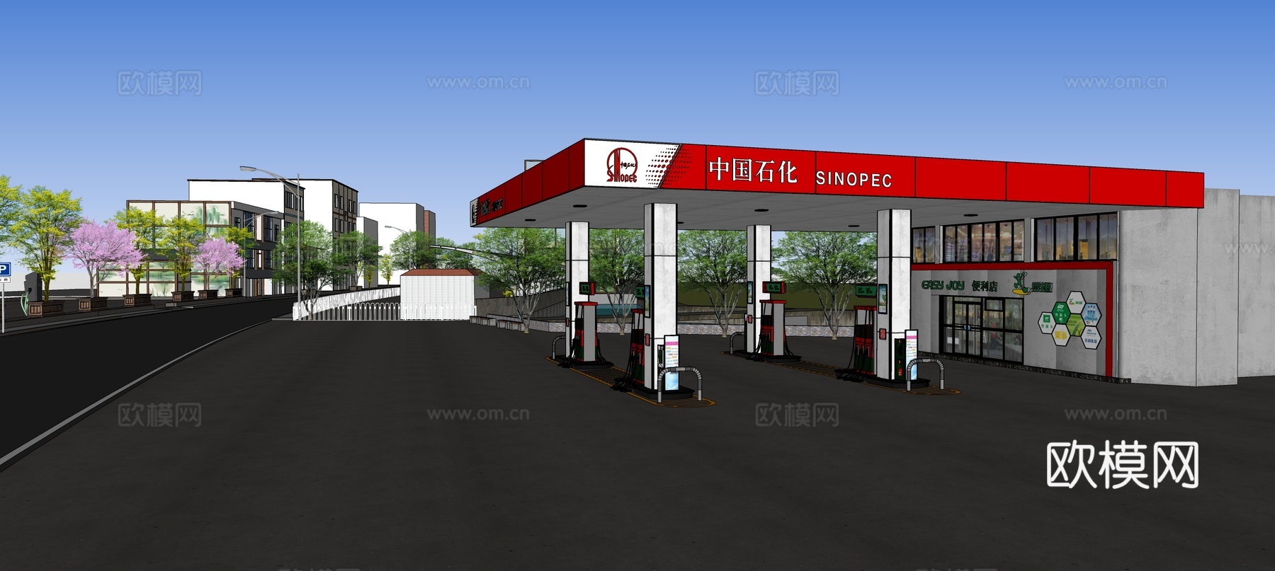 汽车加油站su模型