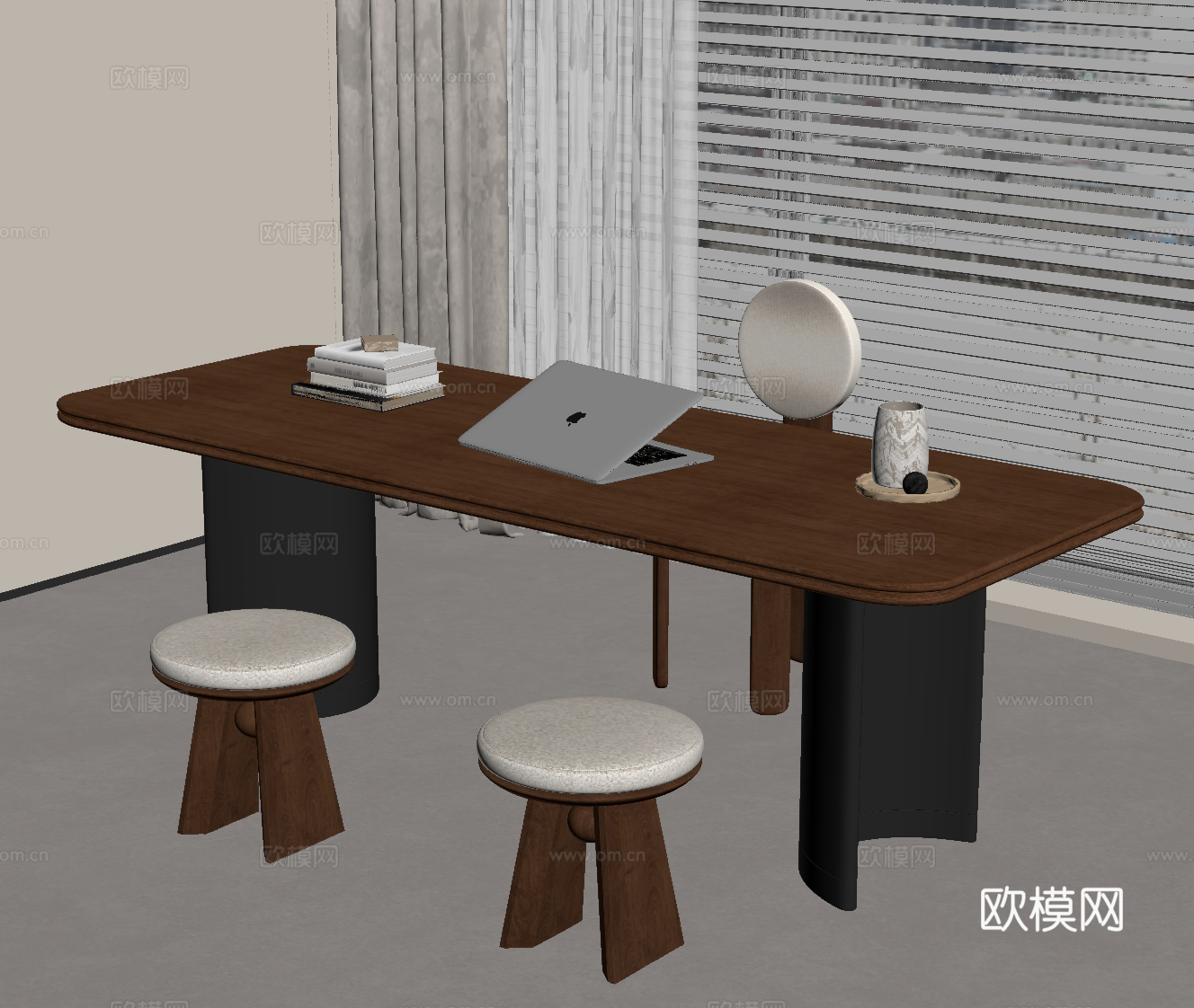 法式中古书桌椅su模型