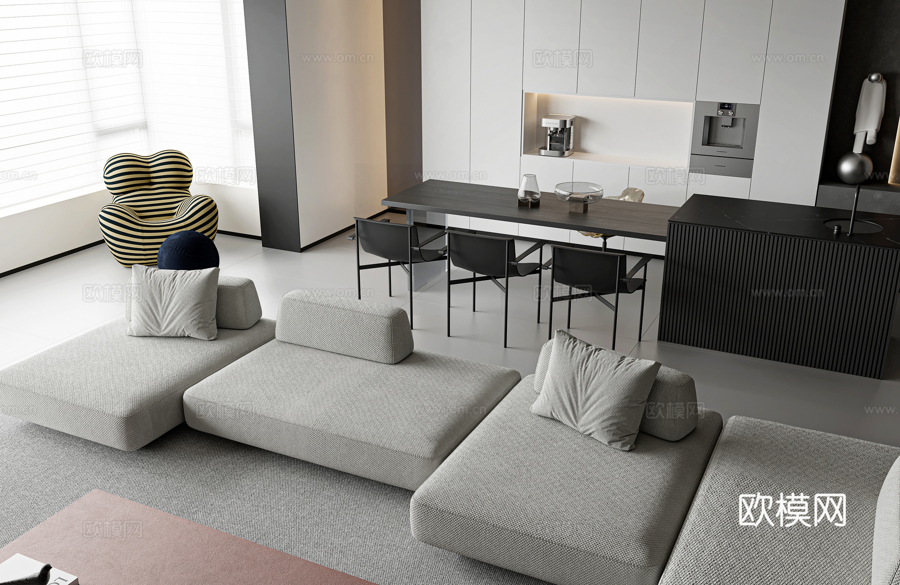 现代客厅3d模型下载（渲染图4）
