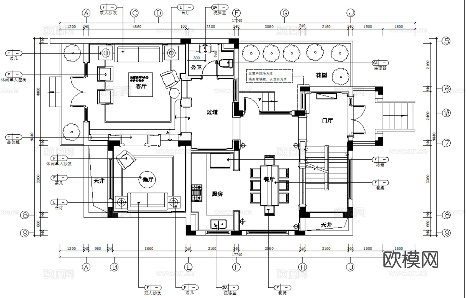 10套古典风格欧式风格别墅平层家装CAD施工图附效果图cad施工图