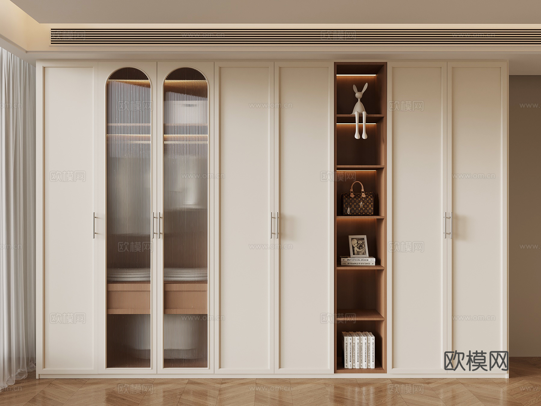 现代中古衣柜3d模型下载