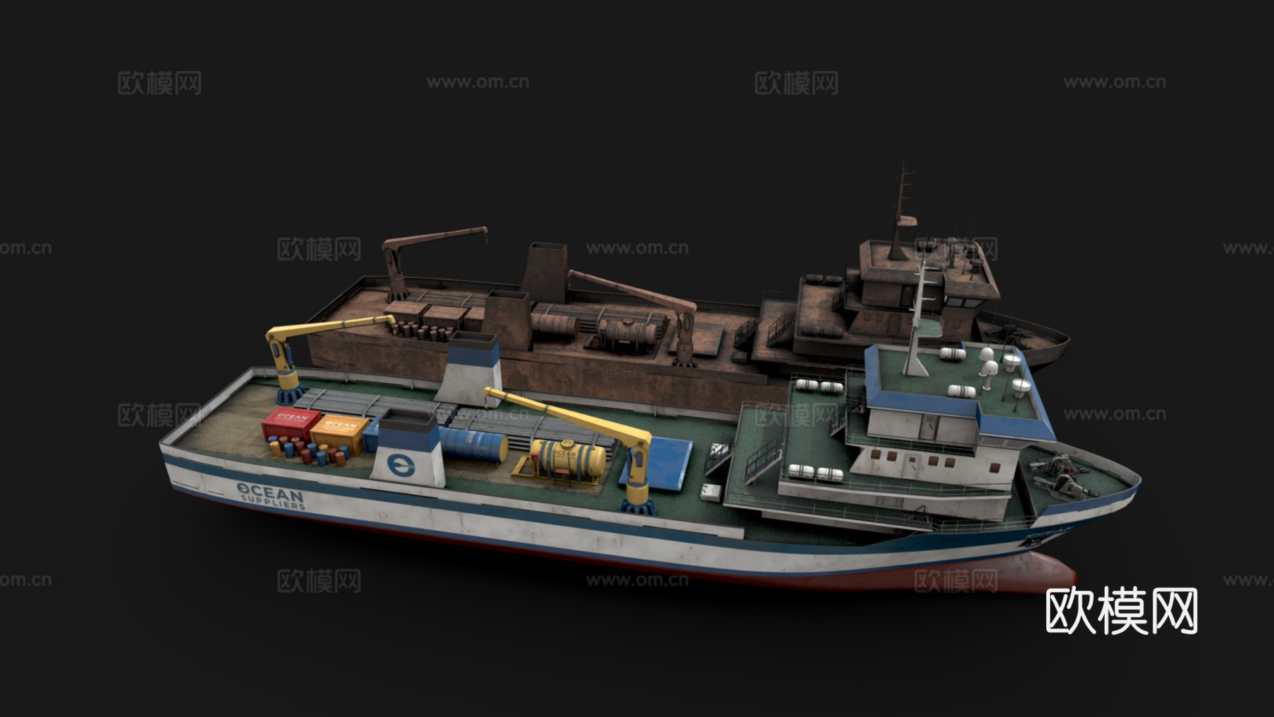 海上运输船 轮船 邮轮 远洋航海船 船舶 海外运输船 船艇3d模型下载（渲染图6）