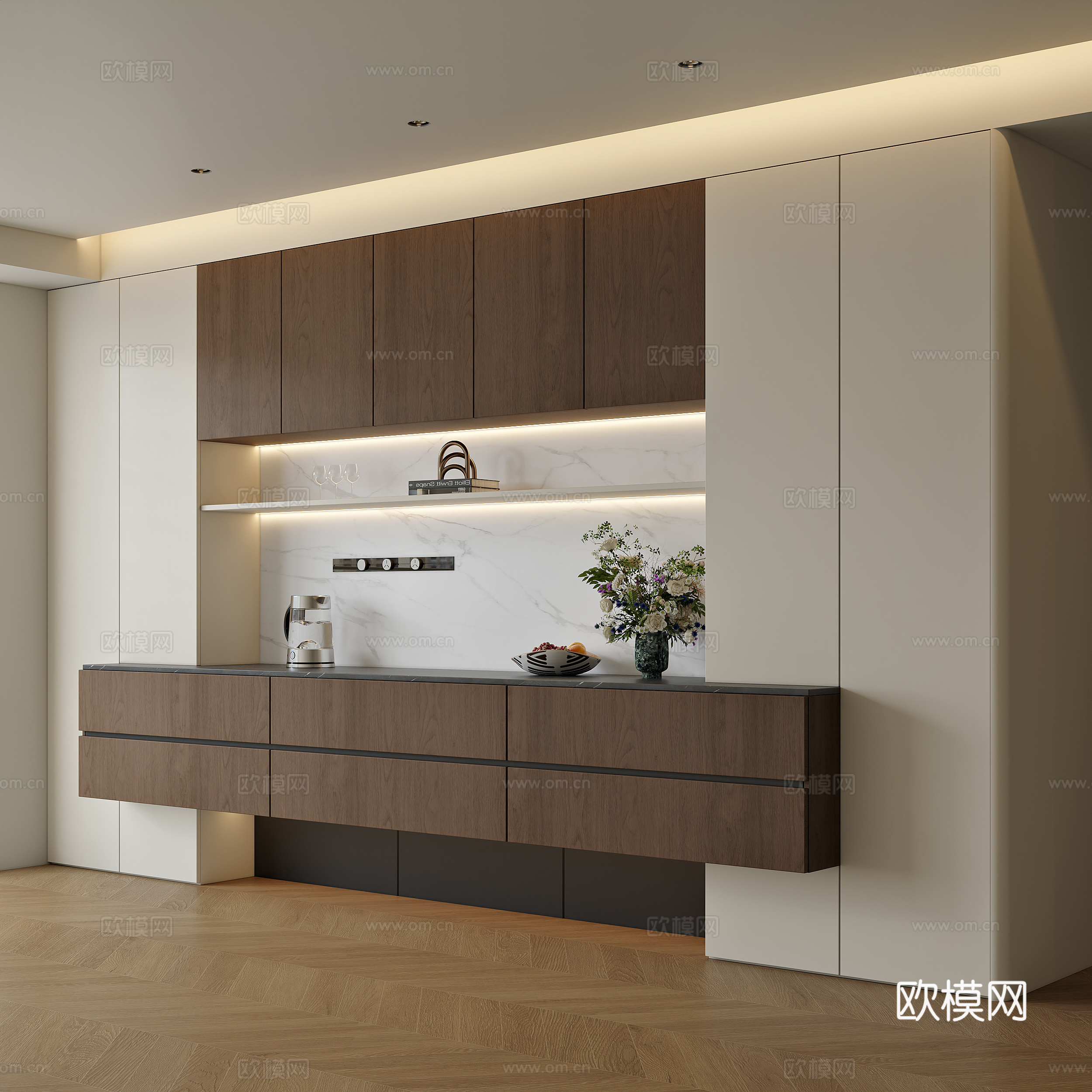 现代酒柜免费3d模型下载