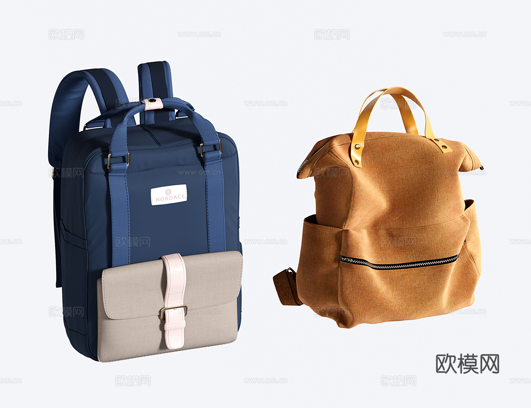 现代双肩包 电脑包 背包 旅行包su模型