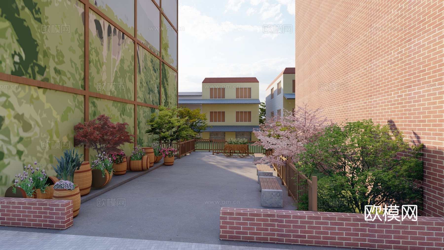 场镇休闲景观su模型