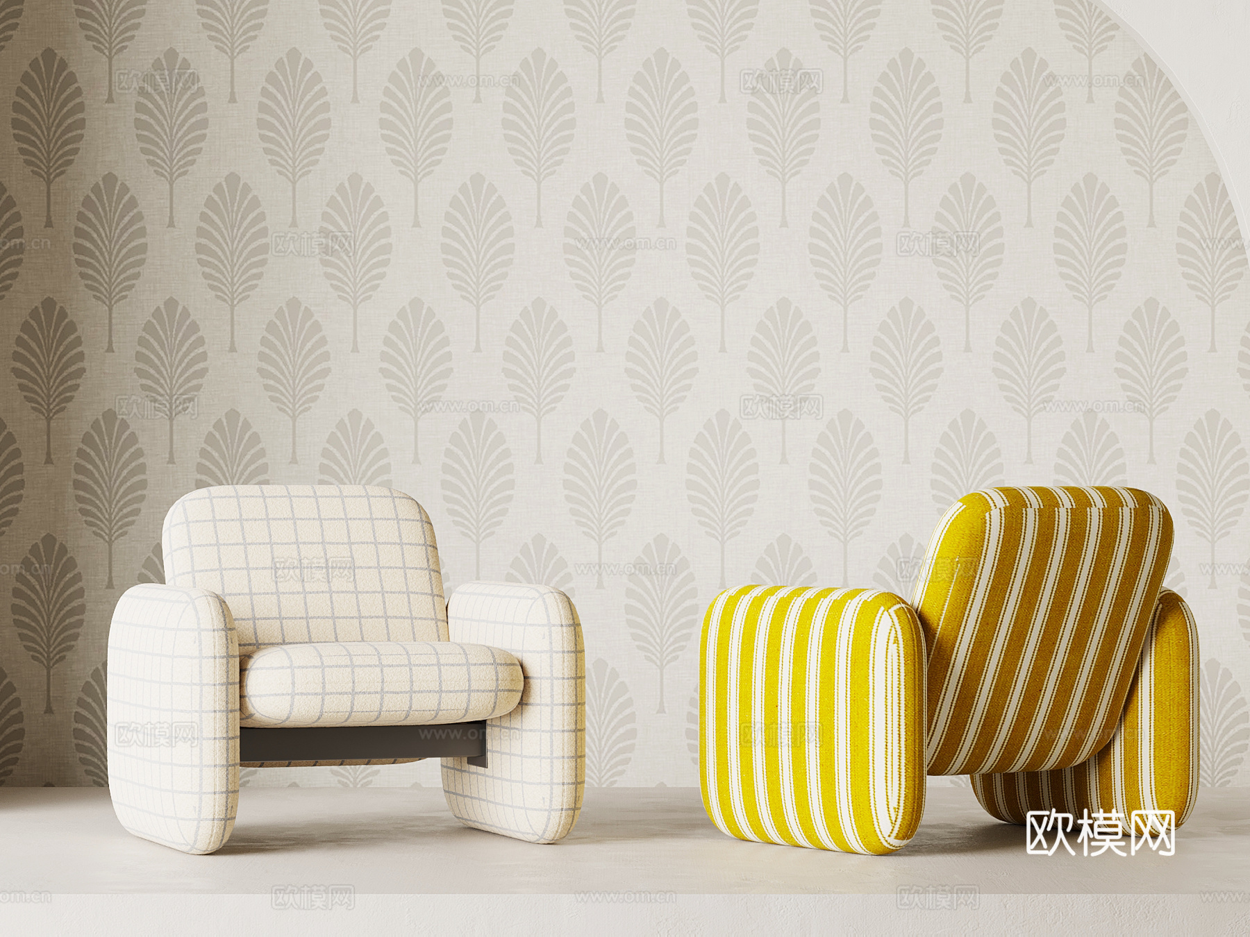 现代单人沙发su模型