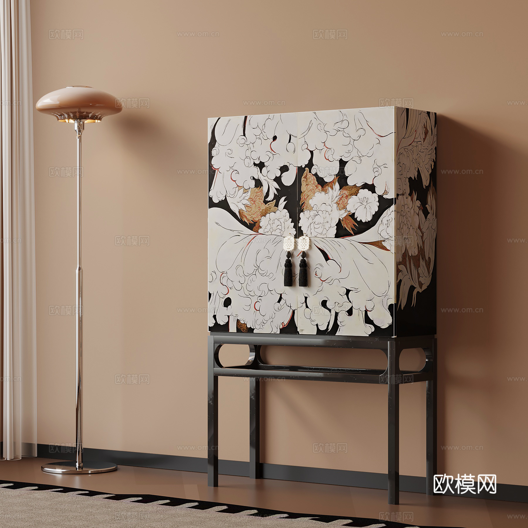 新中式高柜 边柜3d模型下载