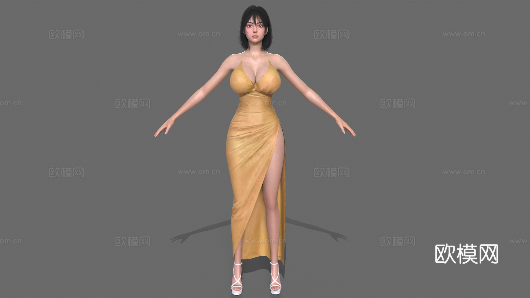 性感美女 女人 人物角色 数字人 网红 女性角色 漂亮女生3d模型下载（渲染图2）