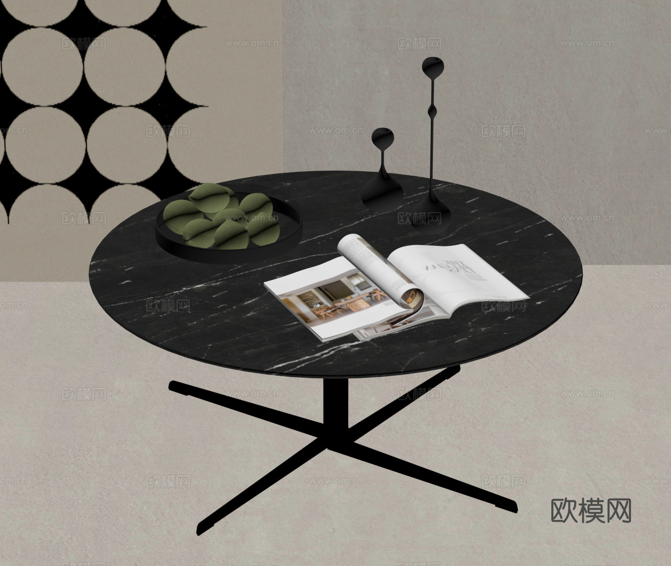 现代意式茶几su模型下载（渲染图2）