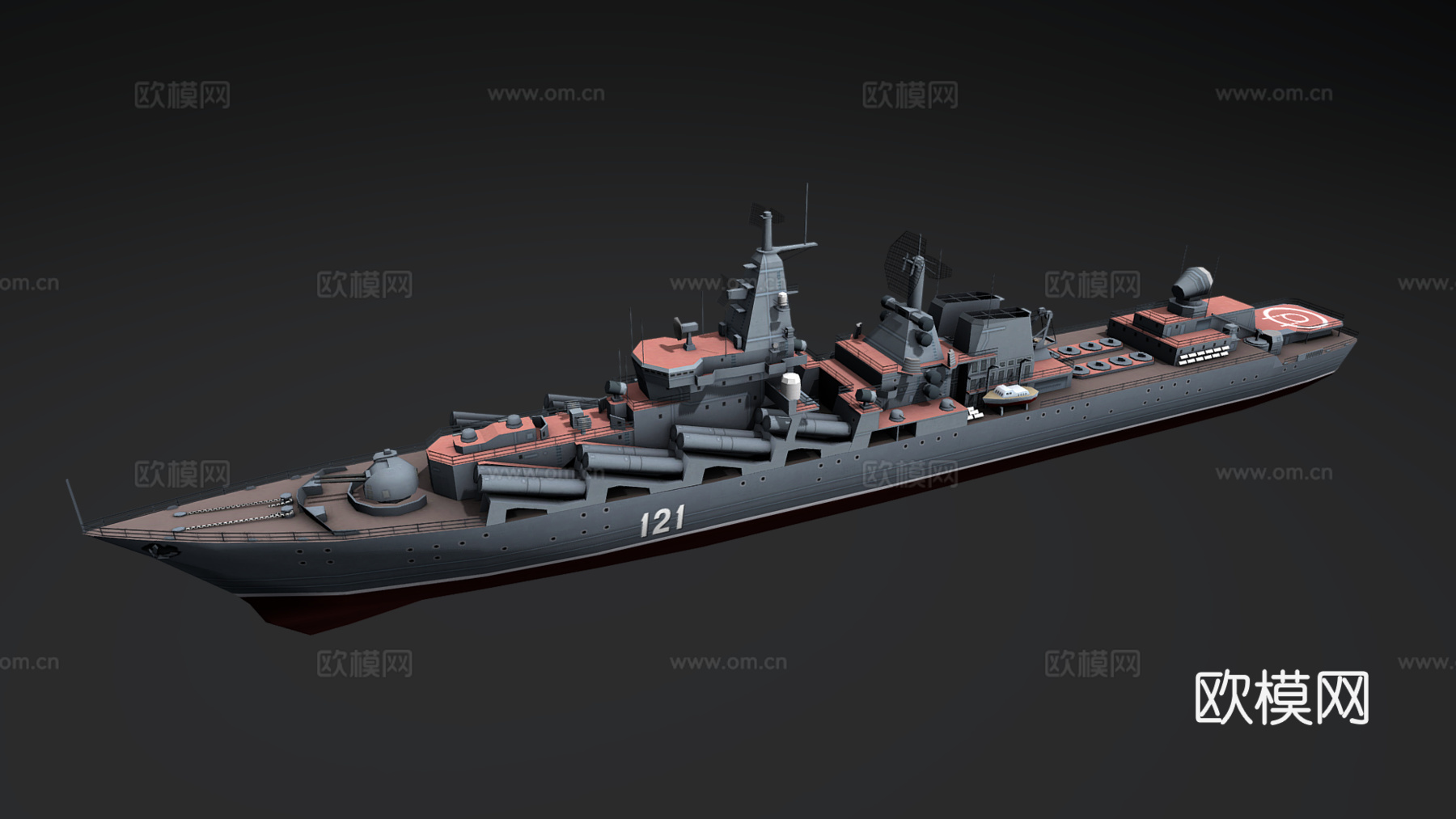 莫斯科号巡洋舰 军舰 军用船艇 简模 苏联导弹巡洋舰 船艇3d模型下载（渲染图3）