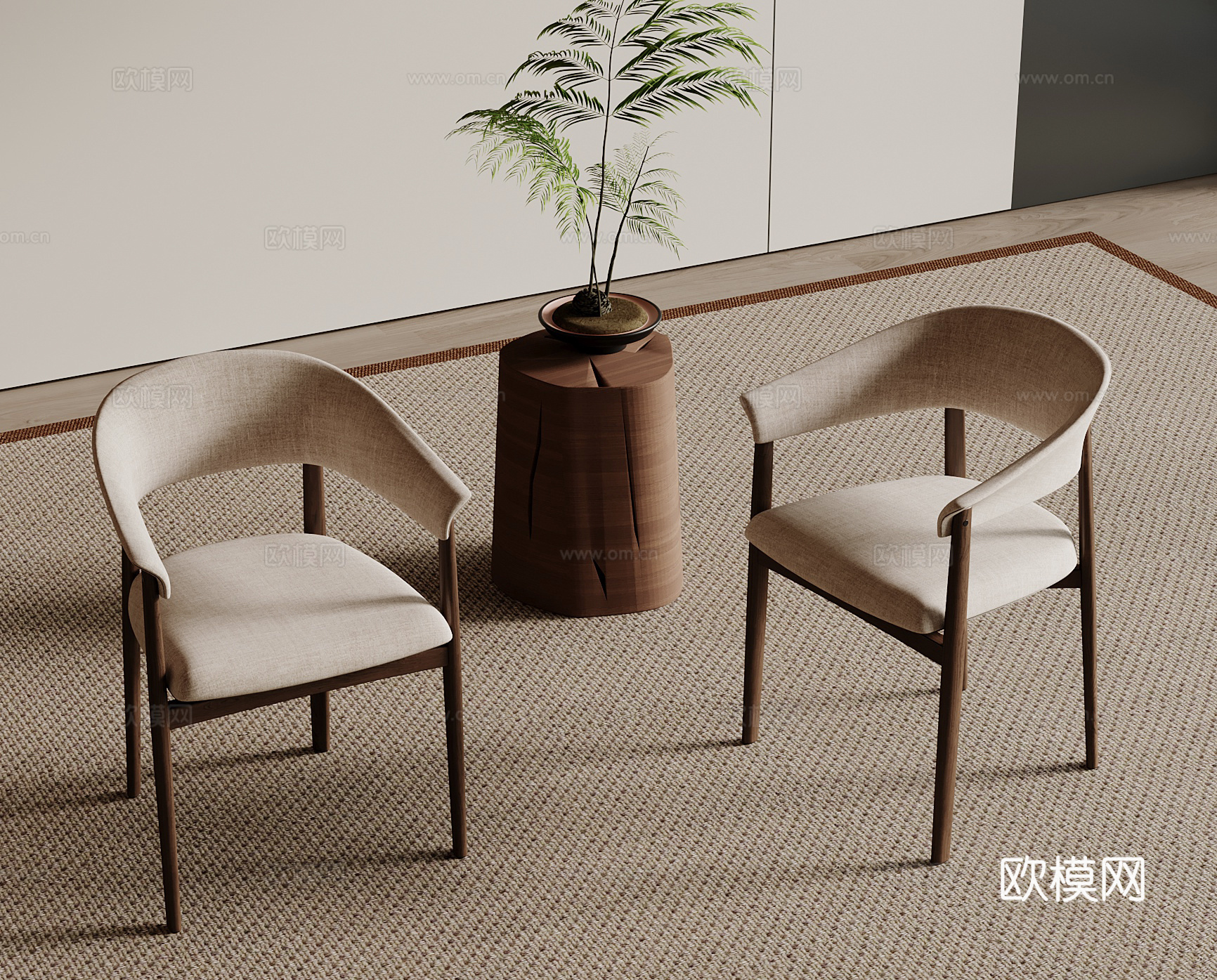 新中式餐椅 木制餐椅 单人椅 木制边几su模型