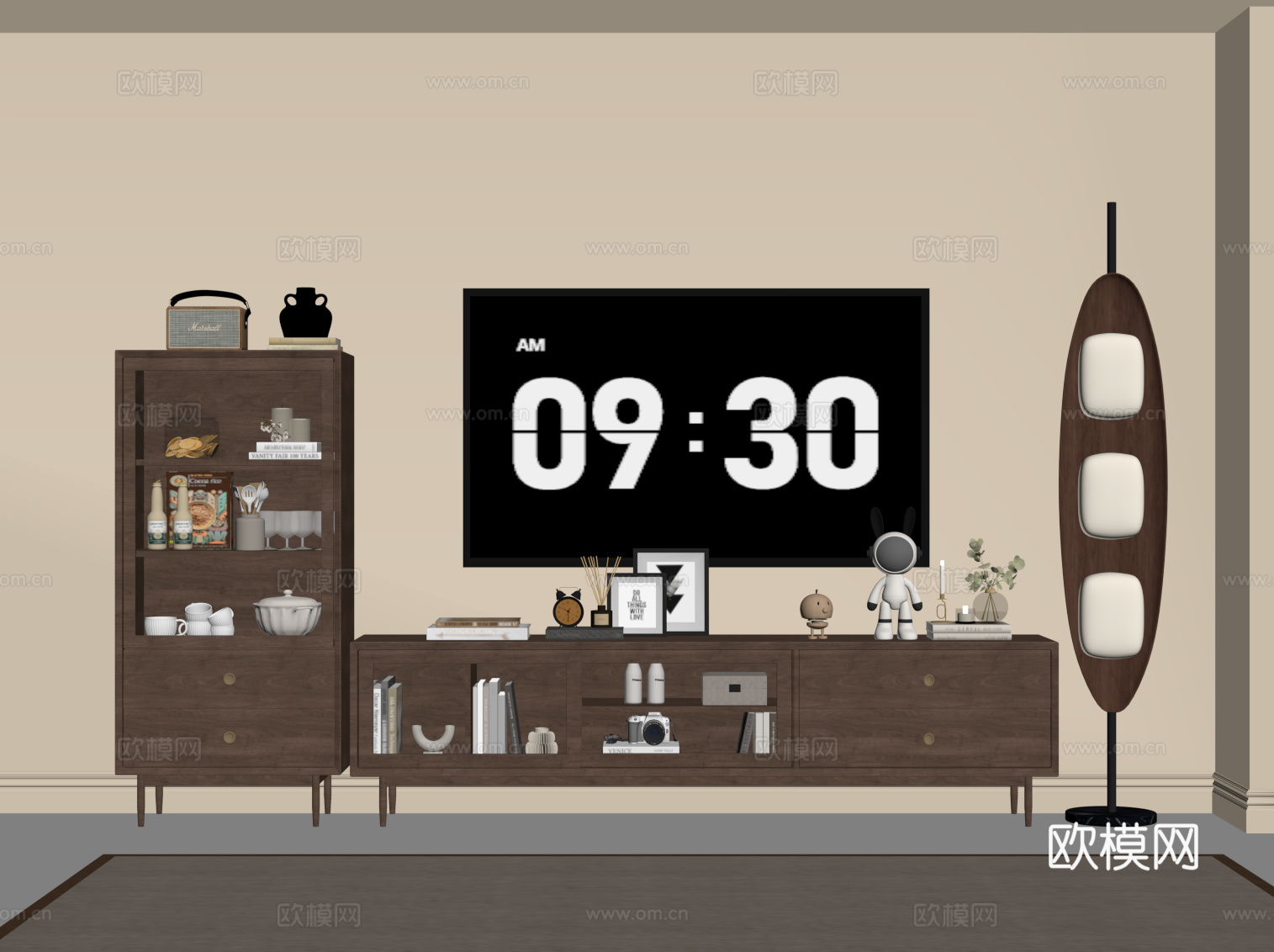 中古风电视柜su模型
