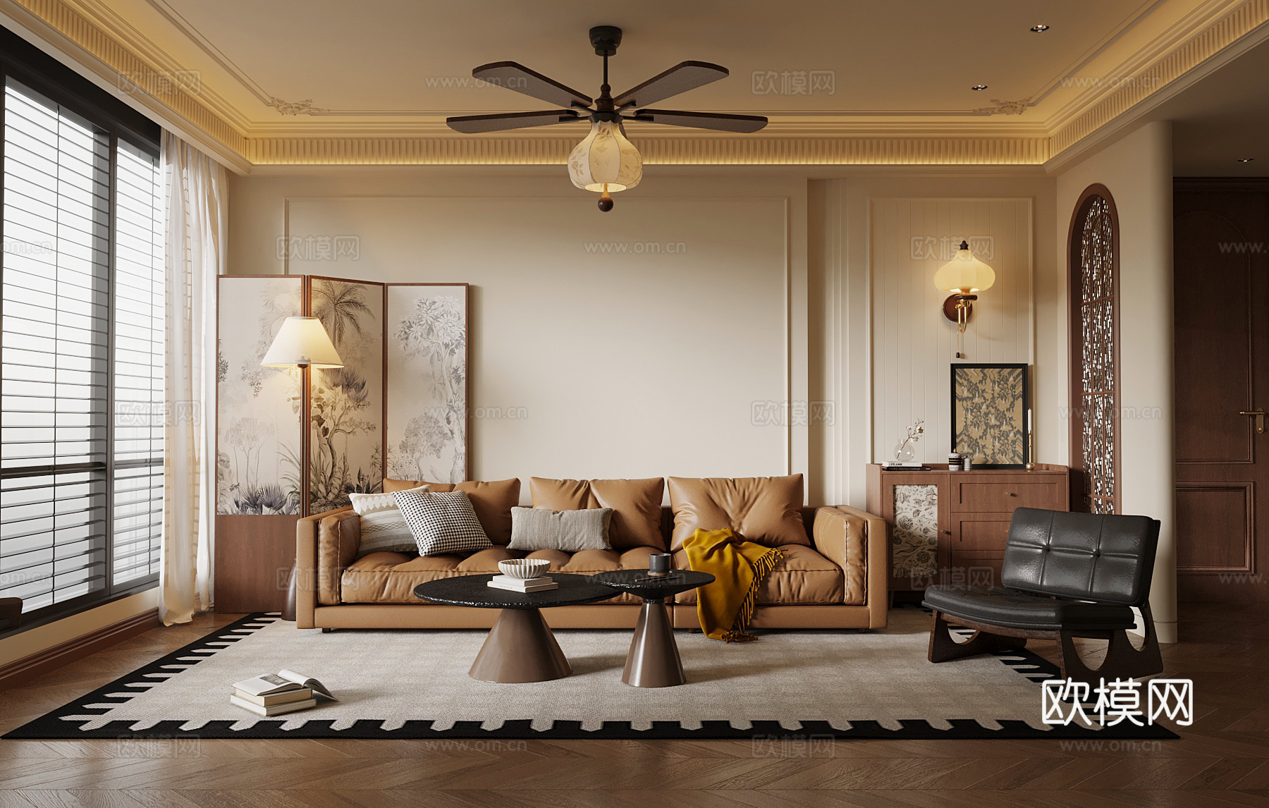 法式中古风客厅su模型