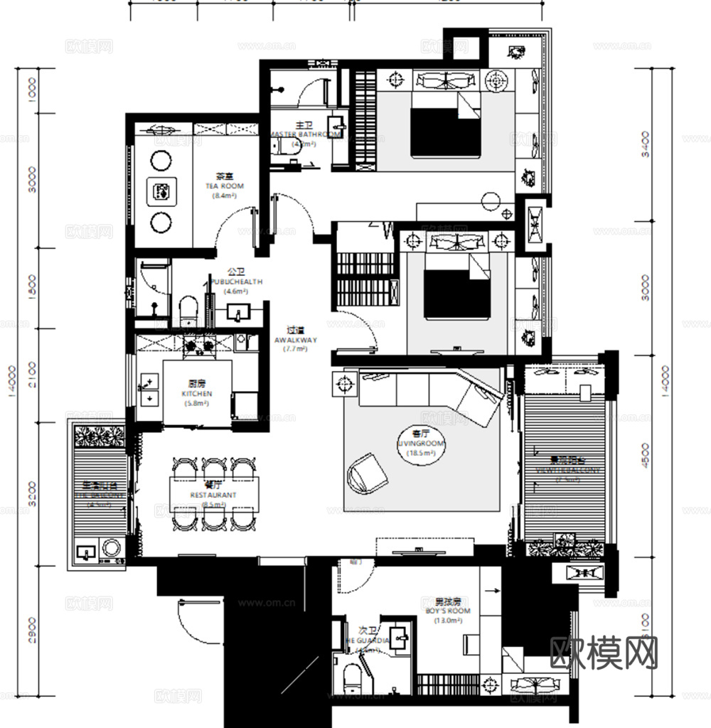 10套现代简约轻奢极简住宅样板间大平层CAD施工图附效果图cad施工图