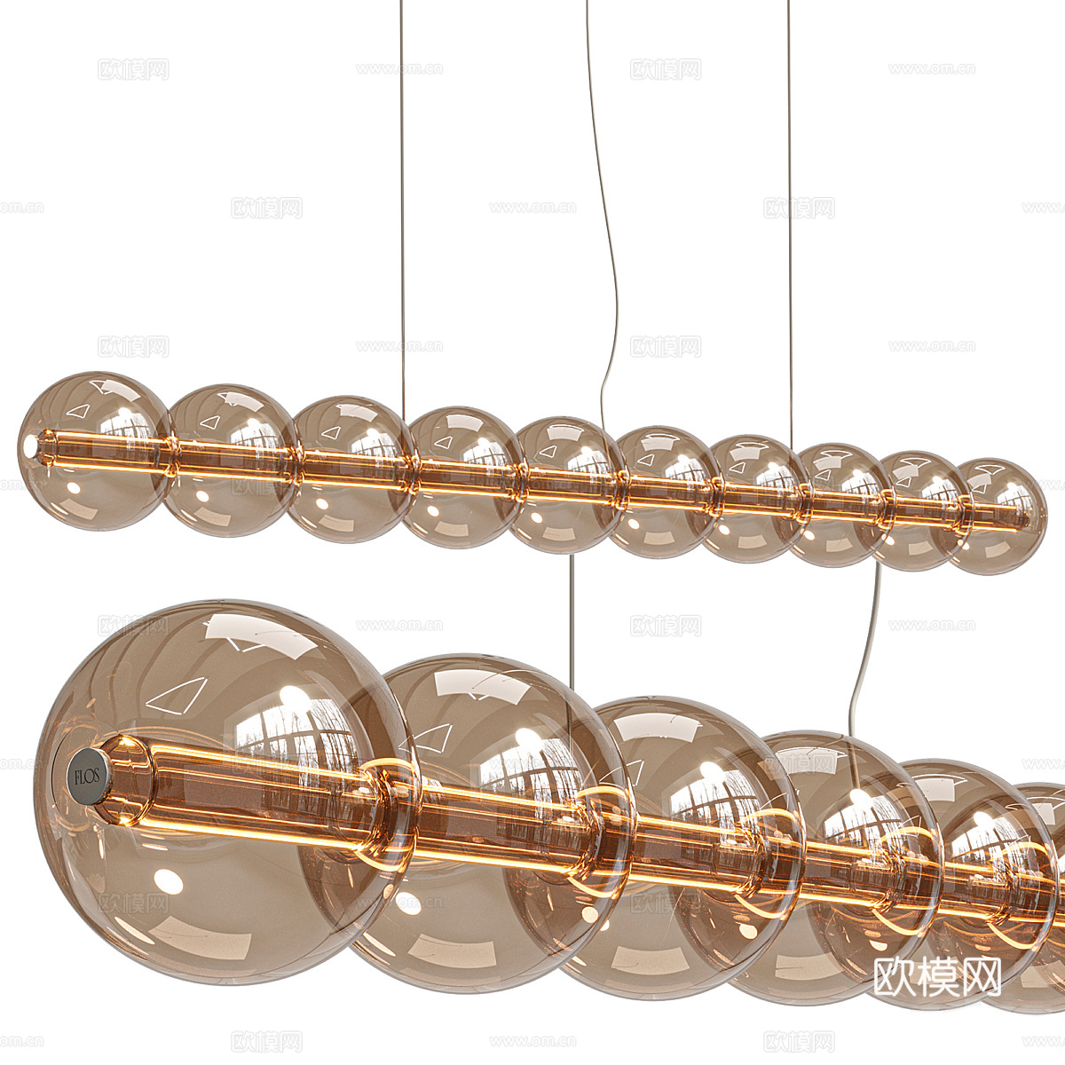 现代意式极简玻璃装饰吊灯3d模型