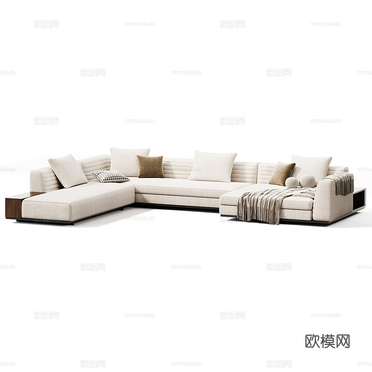 现代意式布艺组合模块沙发3d模型下载（渲染图4）