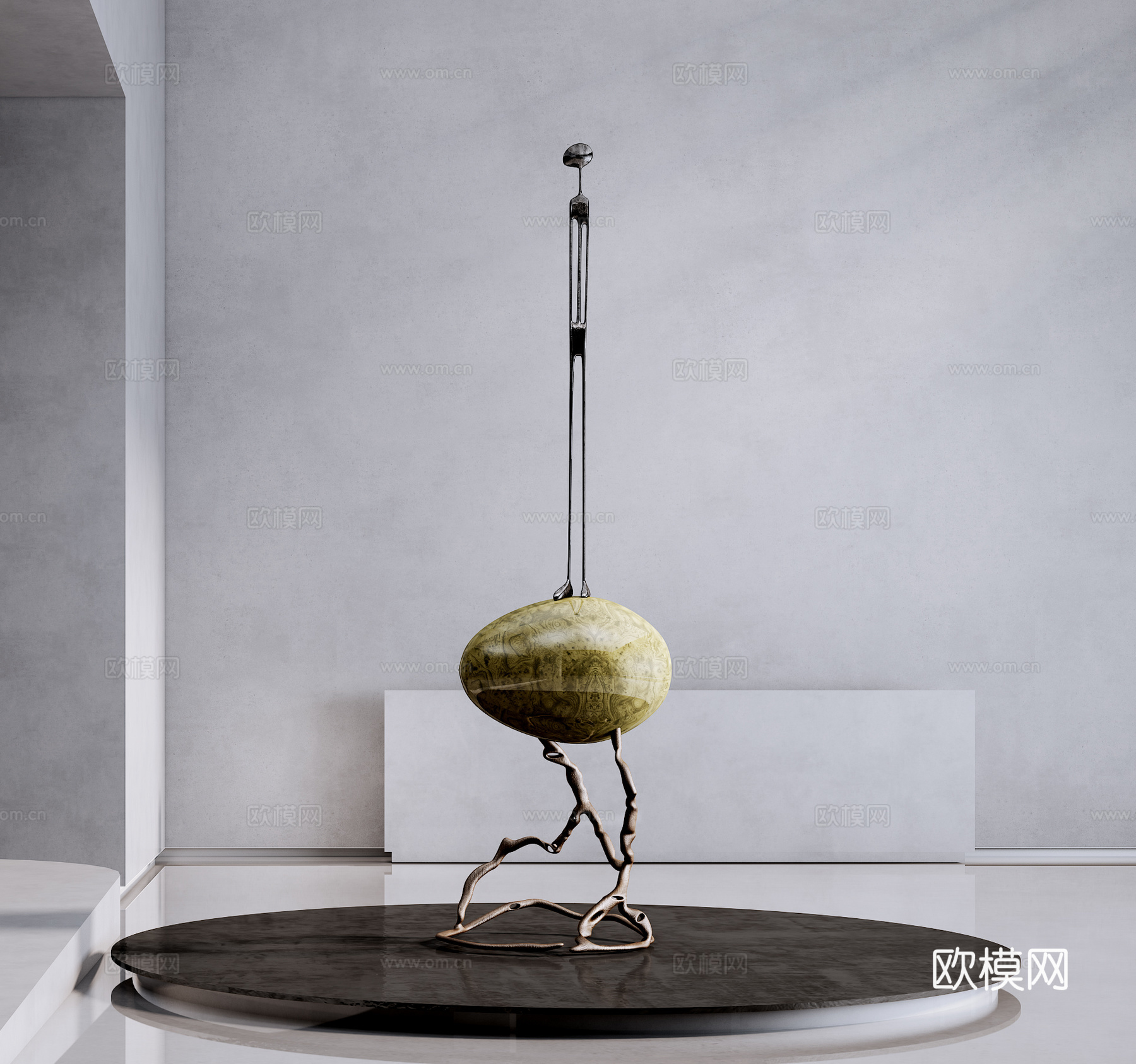现代雕塑摆件3d模型下载（渲染图1）