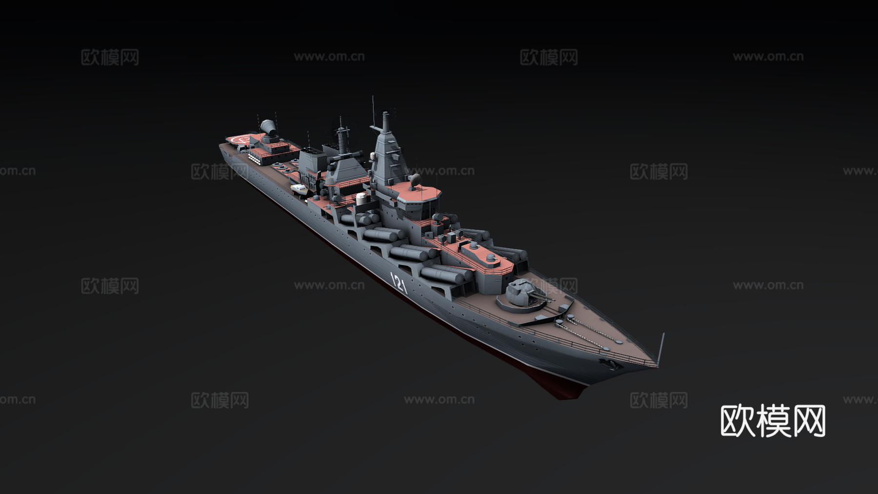 莫斯科号巡洋舰 军舰 军用船艇 简模 苏联导弹巡洋舰 船艇3d模型下载（渲染图2）