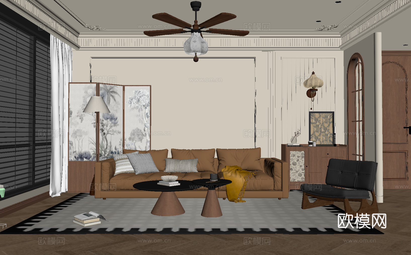 法式中古风客厅su模型