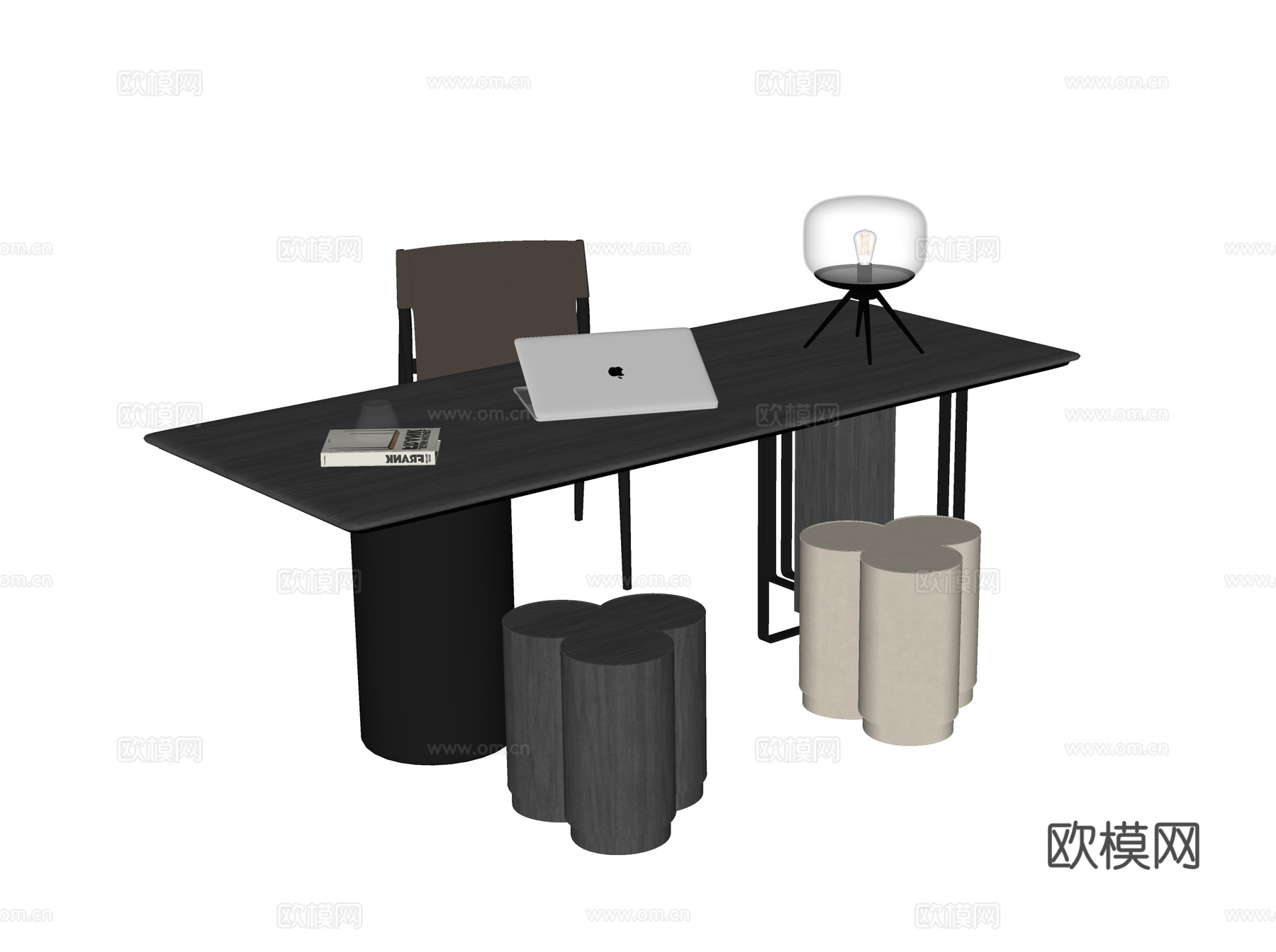 现代书桌椅 书桌su模型