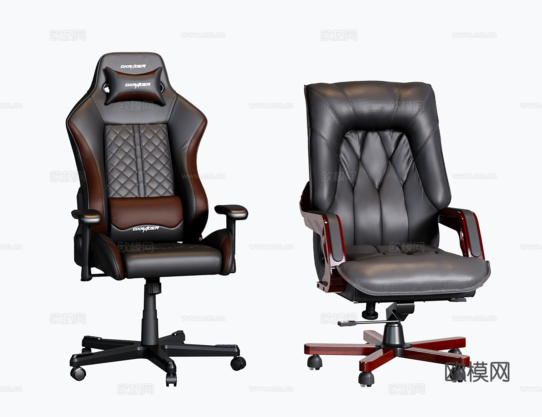 现代办公椅 商务老板椅 电竞椅 旋转游戏椅su模型