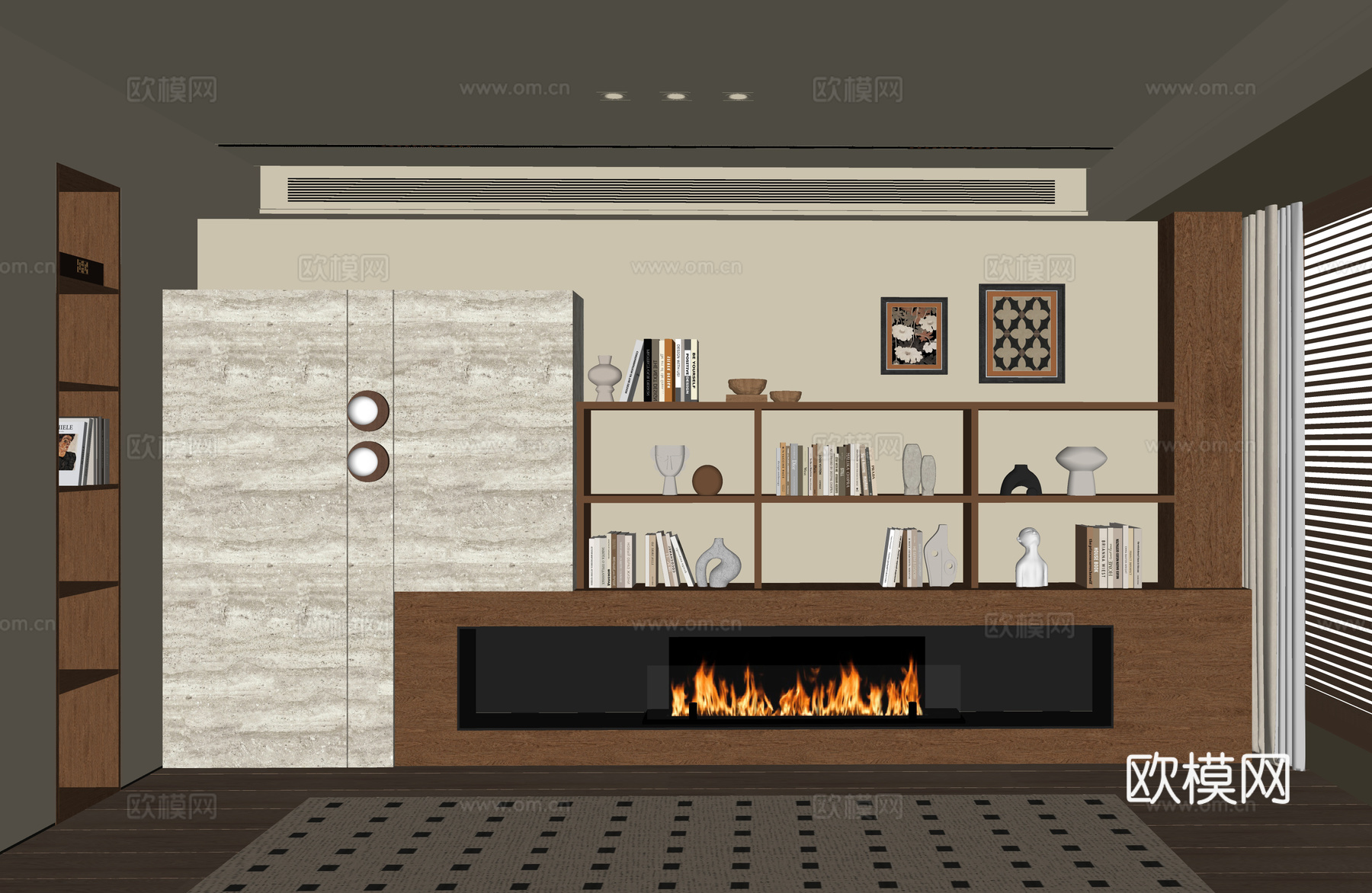 现代沙发背景墙su模型