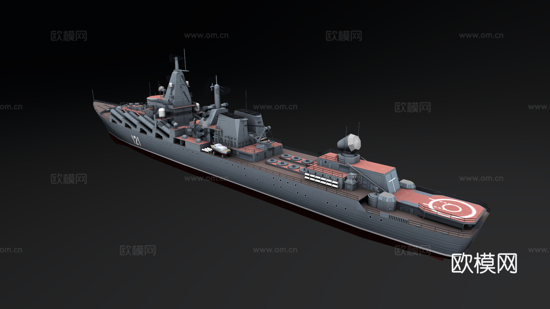 莫斯科号巡洋舰 军舰 军用船艇 简模 苏联导弹巡洋舰 船艇3d模型下载（渲染图4）