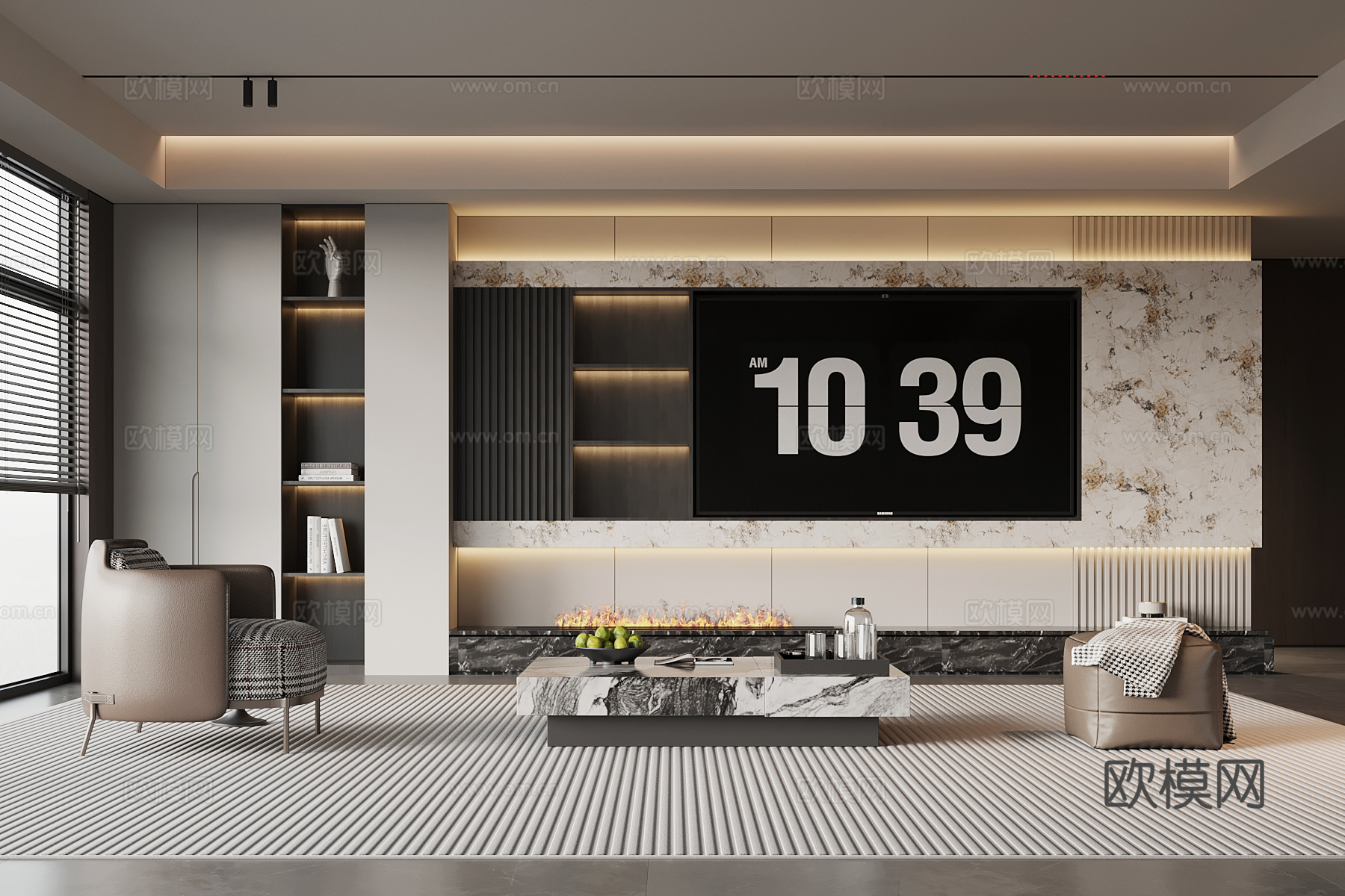 现代意式客厅su模型