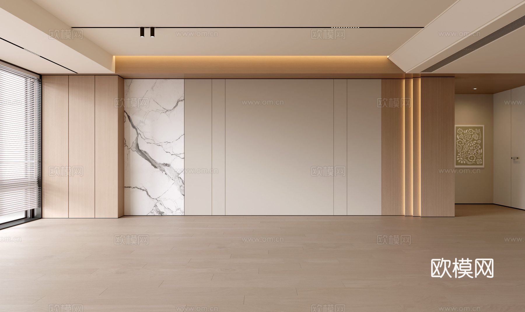 奶油风背景墙3d模型下载