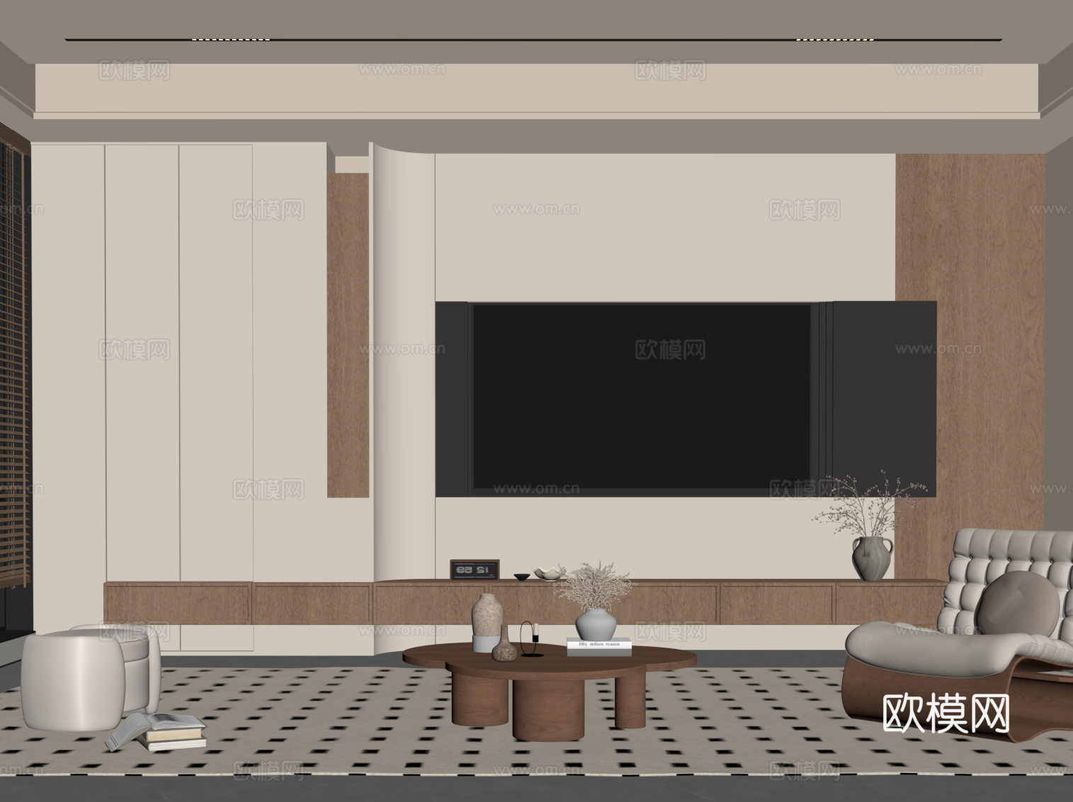 中古风客厅su模型